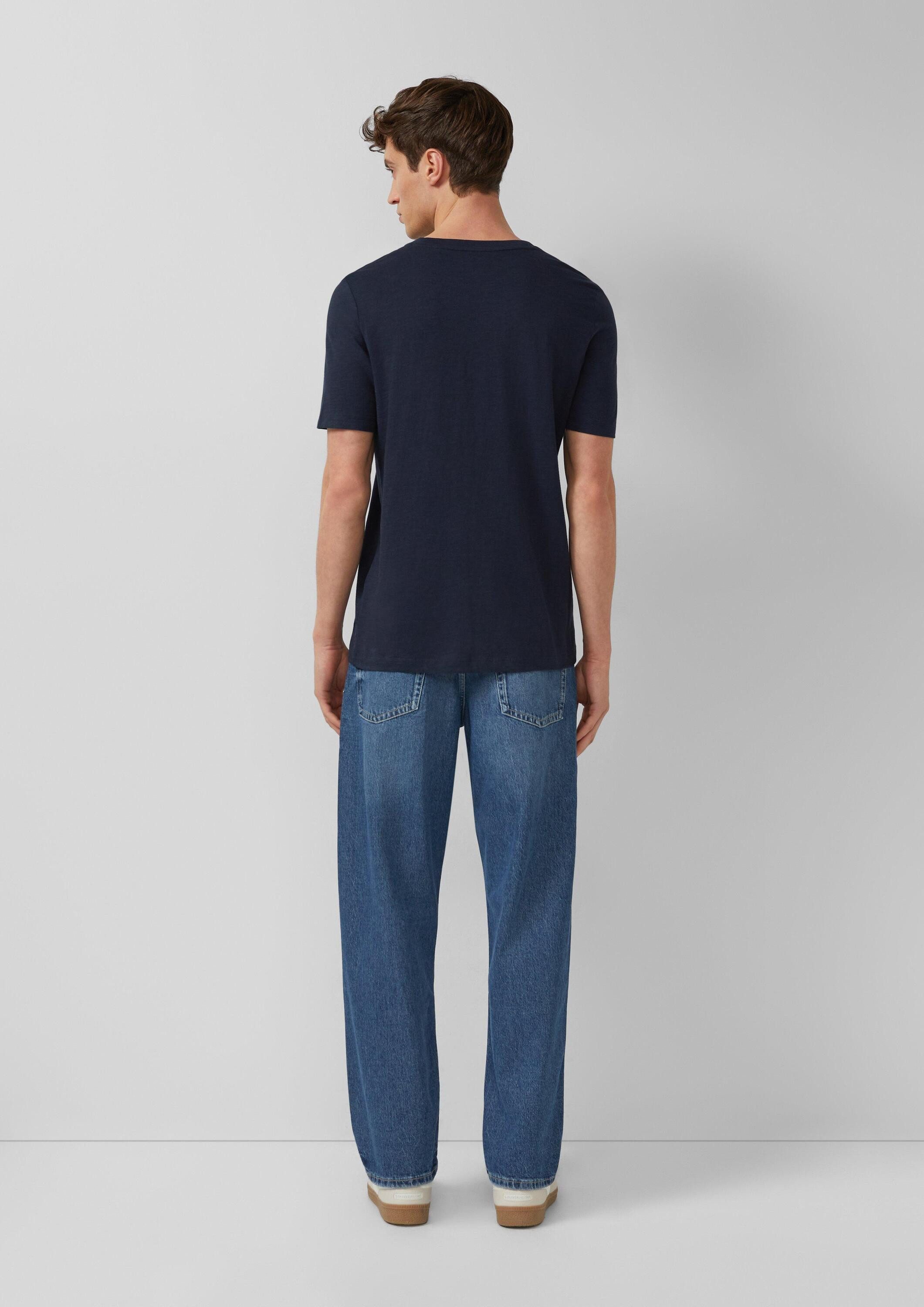 s.Oliver Kurzarmshirt T-Shirt Henley-Shirt in Flammgarnstruktur