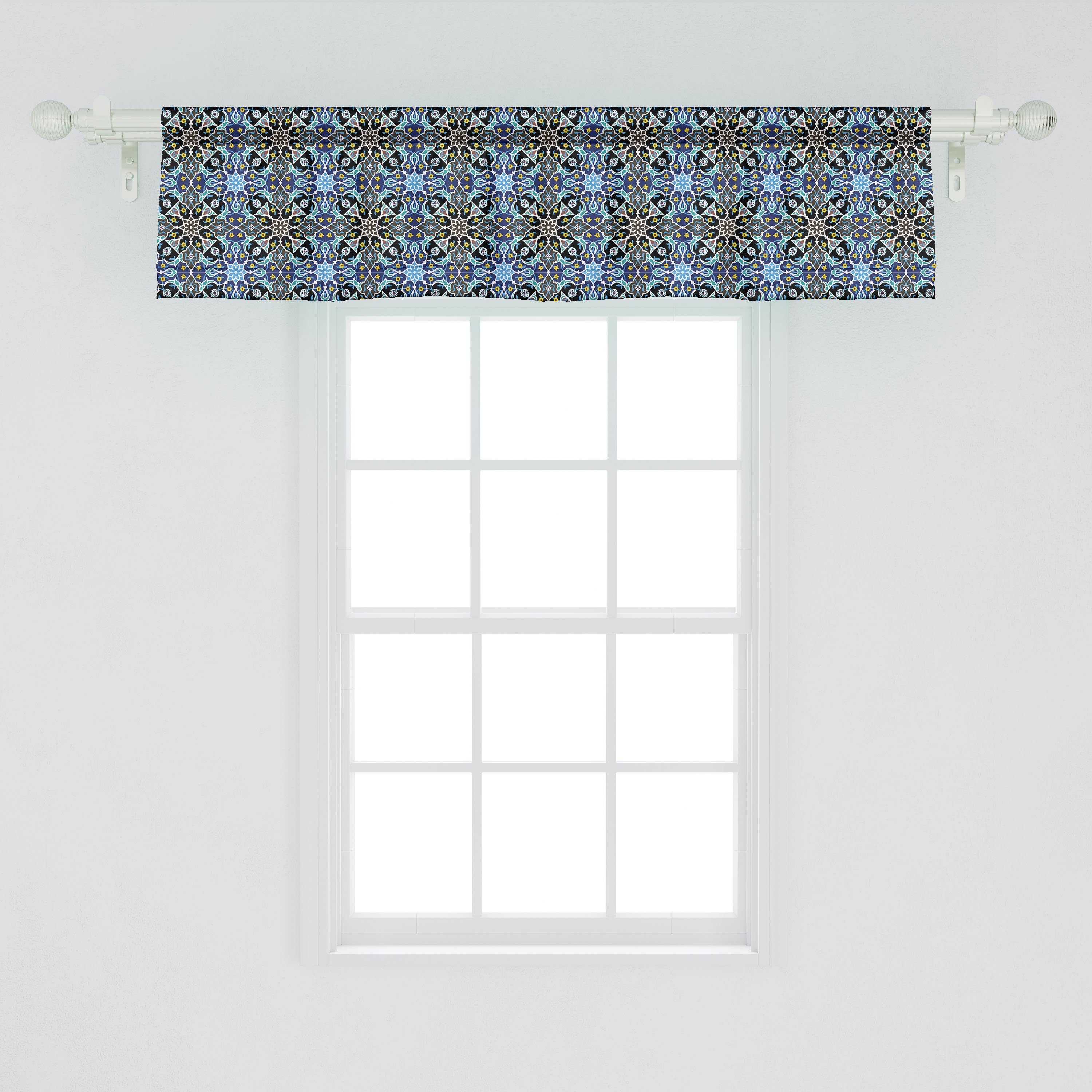 Küche Vorhang Eastern Muster Dekor Bohem Abakuhaus, mit Scheibengardine Volant Schlafzimmer Stangentasche, Microfaser, für