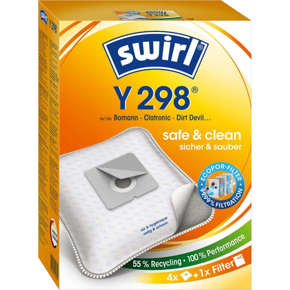 Swirl Staubsaugerbeutel Swirl Y 298 EcoPor Staubfilterbeutel für Staubsauger., 99,99% Staubfilterung