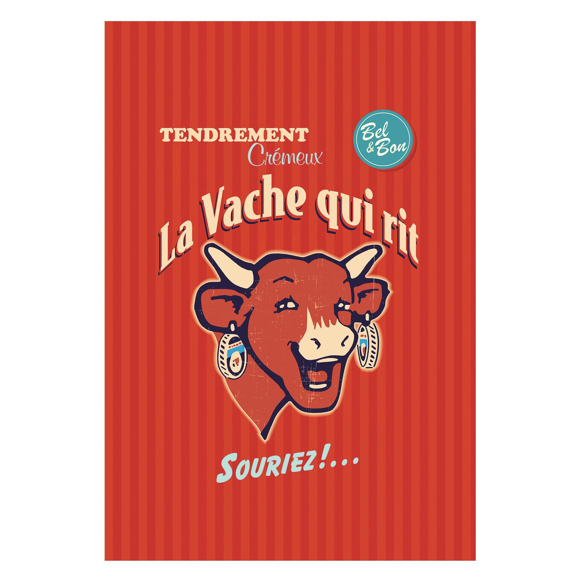 Coucke Geschirrtuch Vache Qui Rit, (Set, 1-tlg), Vache Qui Rit retro rouge, ca. 50 x 75 cm, Jacquard | Geschirrtücher