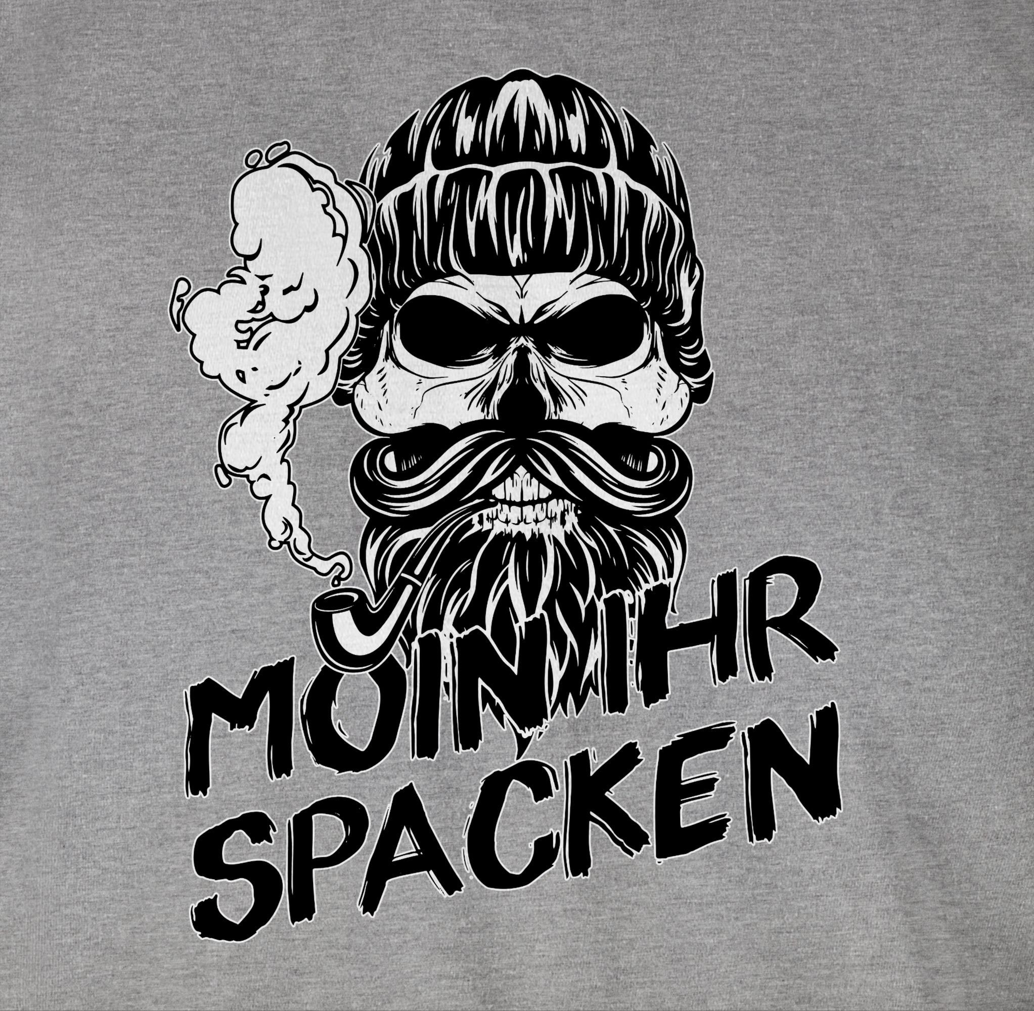 ihr Sprüche Grau Shirtracer Norddeutsch Statement T-Shirt 03 Spacken Moin meliert Geschenke Totenkopf