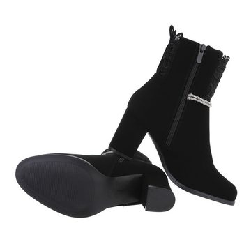 Ital-Design Damen Elegant High-Heel-Stiefelette Blockabsatz High-Heel Stiefeletten in Schwarz