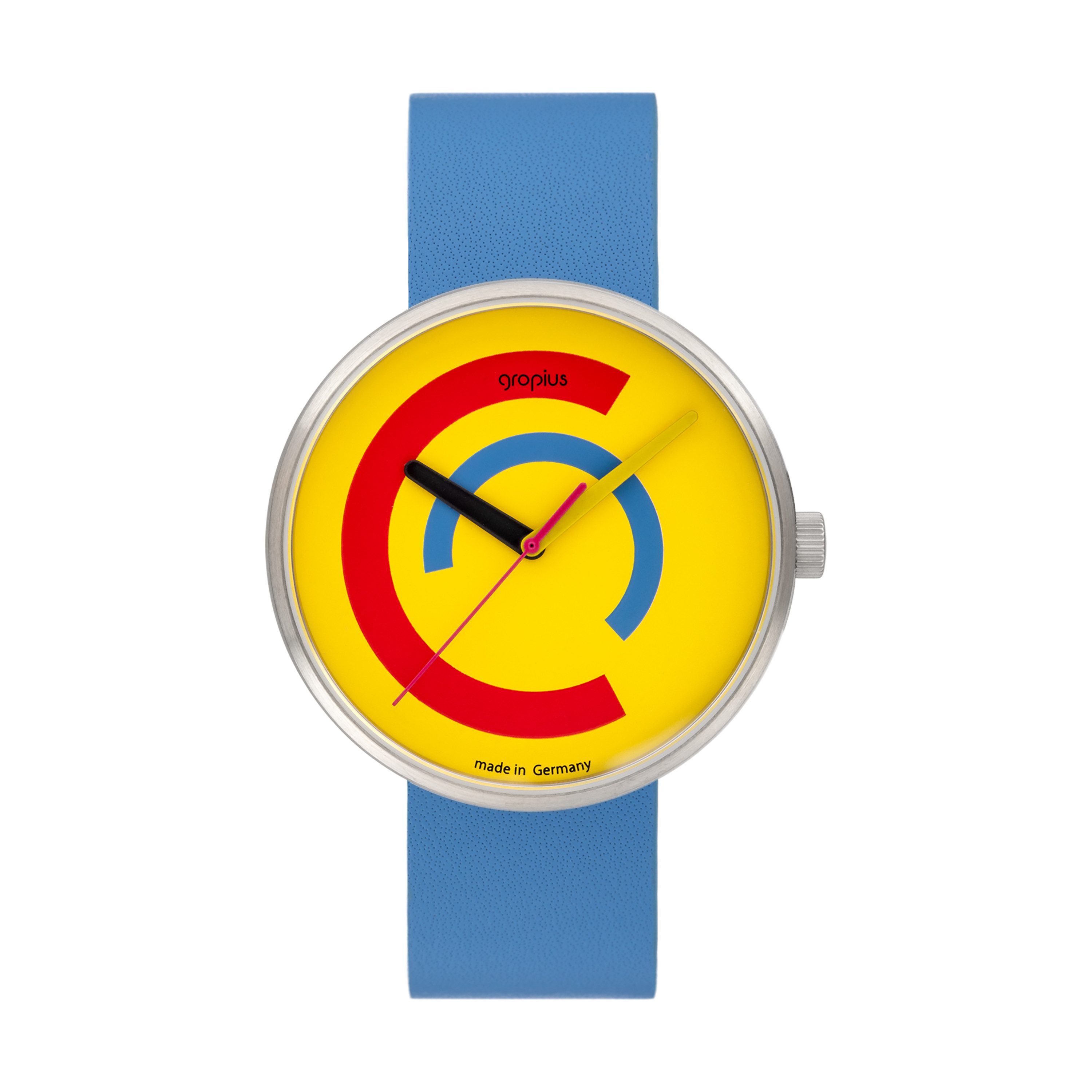 Walter Gropius Quarzuhr Made in Germany, Saphirglas, Forum Centum - WG 010-03, Designeruhr, Lederarmband mit Easy-Release System, Edelstahlgehäuse