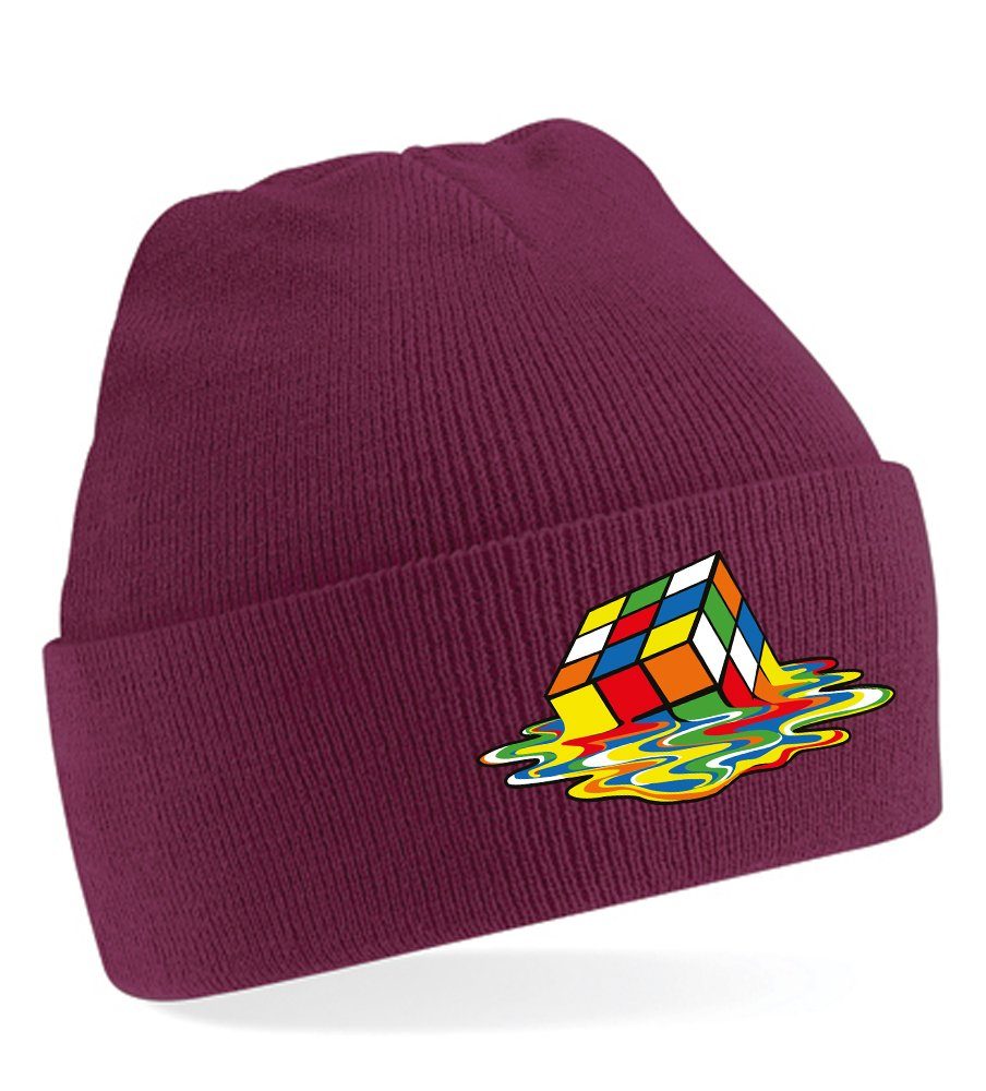 Blondie & Brownie Beanie Unisex Erwachsenen Mütze Zauberwürfel Cube Rubix Sheldon Burgund