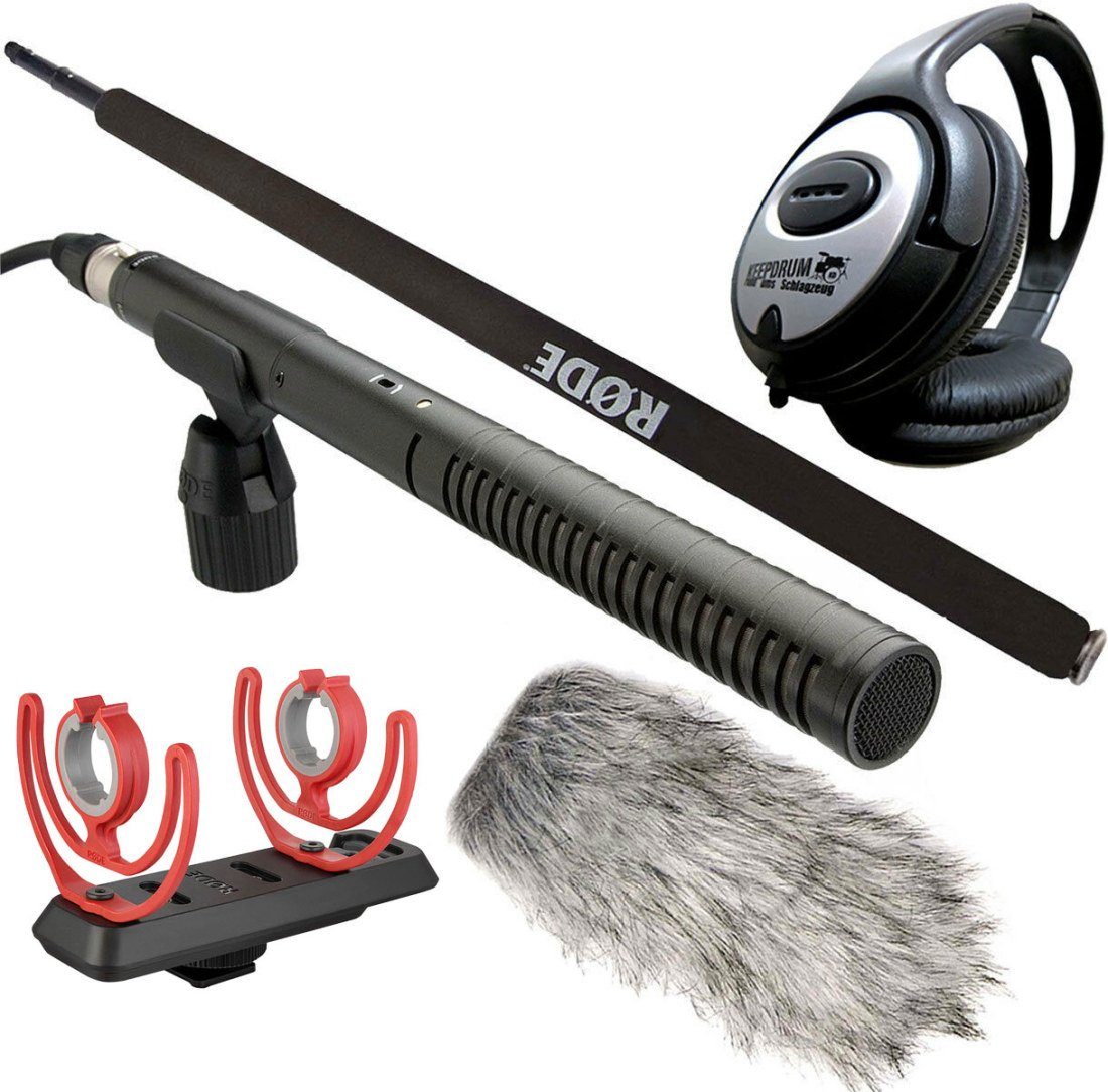 RØDE Mikrofon Rode NTG-2 - Deadcat - SM3R - Boompole und Kopfhörer