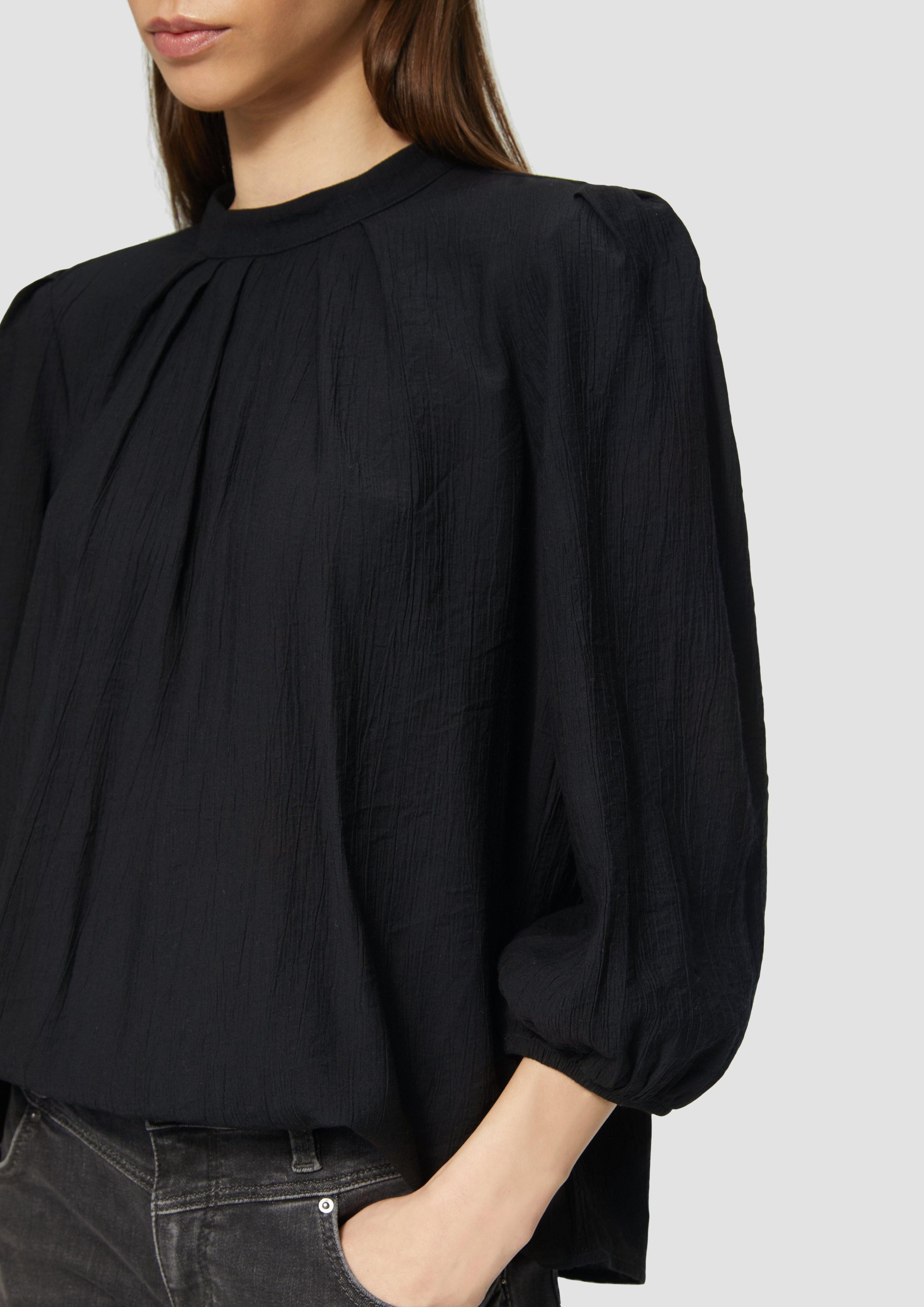 QS Langarmbluse Viskosemix-Bluse mit Crinkle-Struktur günstig online kaufen