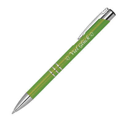 Livepac Office Kugelschreiber Kugelschreiber mit Gravur "Viel Glück" / aus Metall / Farbe: hellgrün