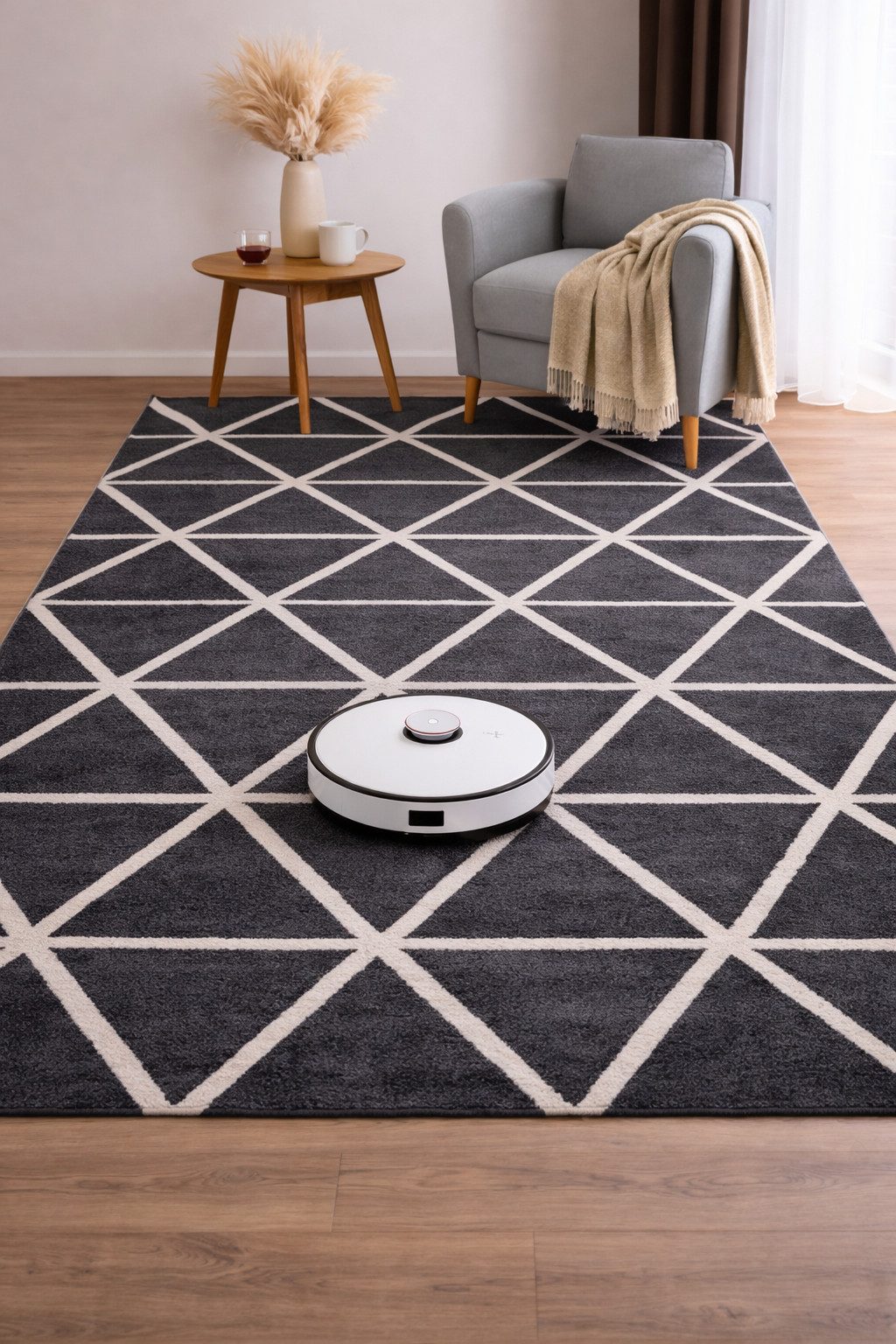 Vimoda Teppich Viva Classic, Wohnzimmer Rauten Motiv, Rechteckig, Höhe: 12 mm, Läufer Wohnzimmer, Schlafzimmer Küche