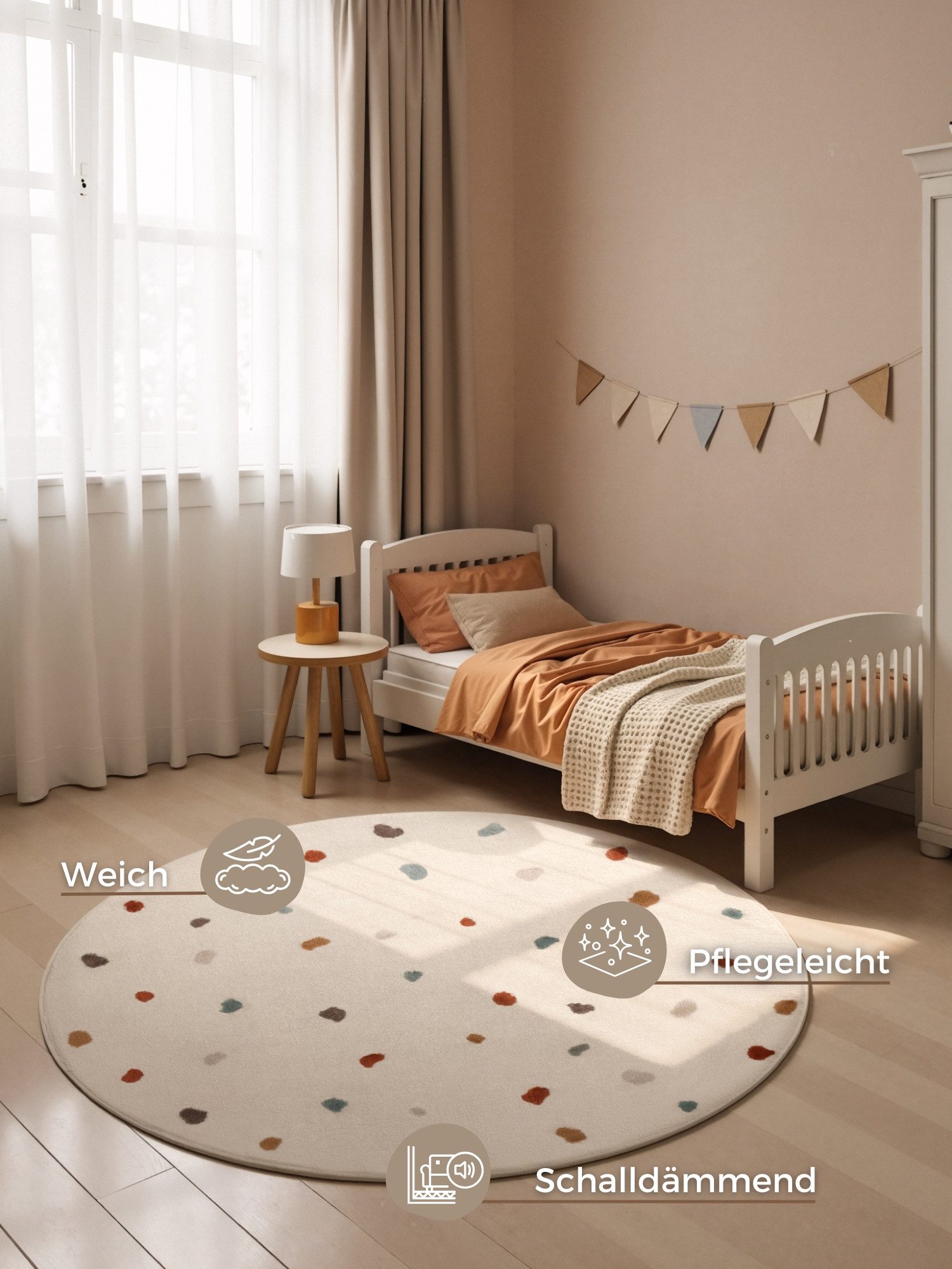 HANSE Home Kinderteppich Funny Dots, rechteckig, Höhe: 8 mm, Spielteppich, Kinderzimmer, Kurzflor, Spielunterlage, auch in rund