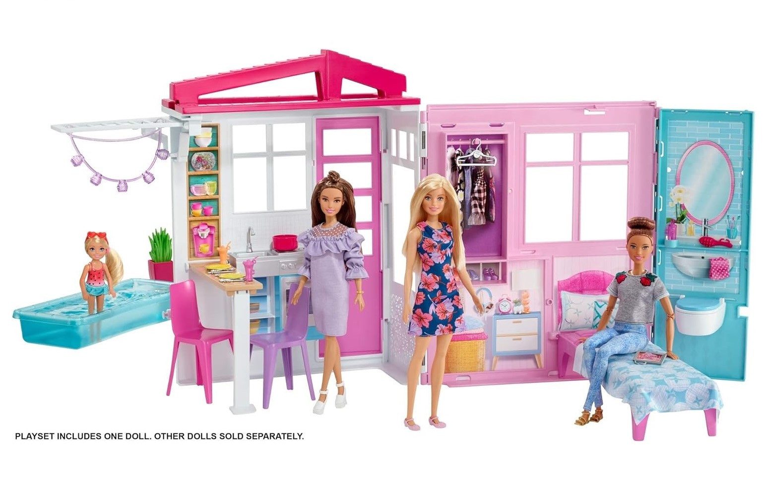 Barbie Puppenhaus mit Küche, Schlafzimmer, Badezimmer & Pool