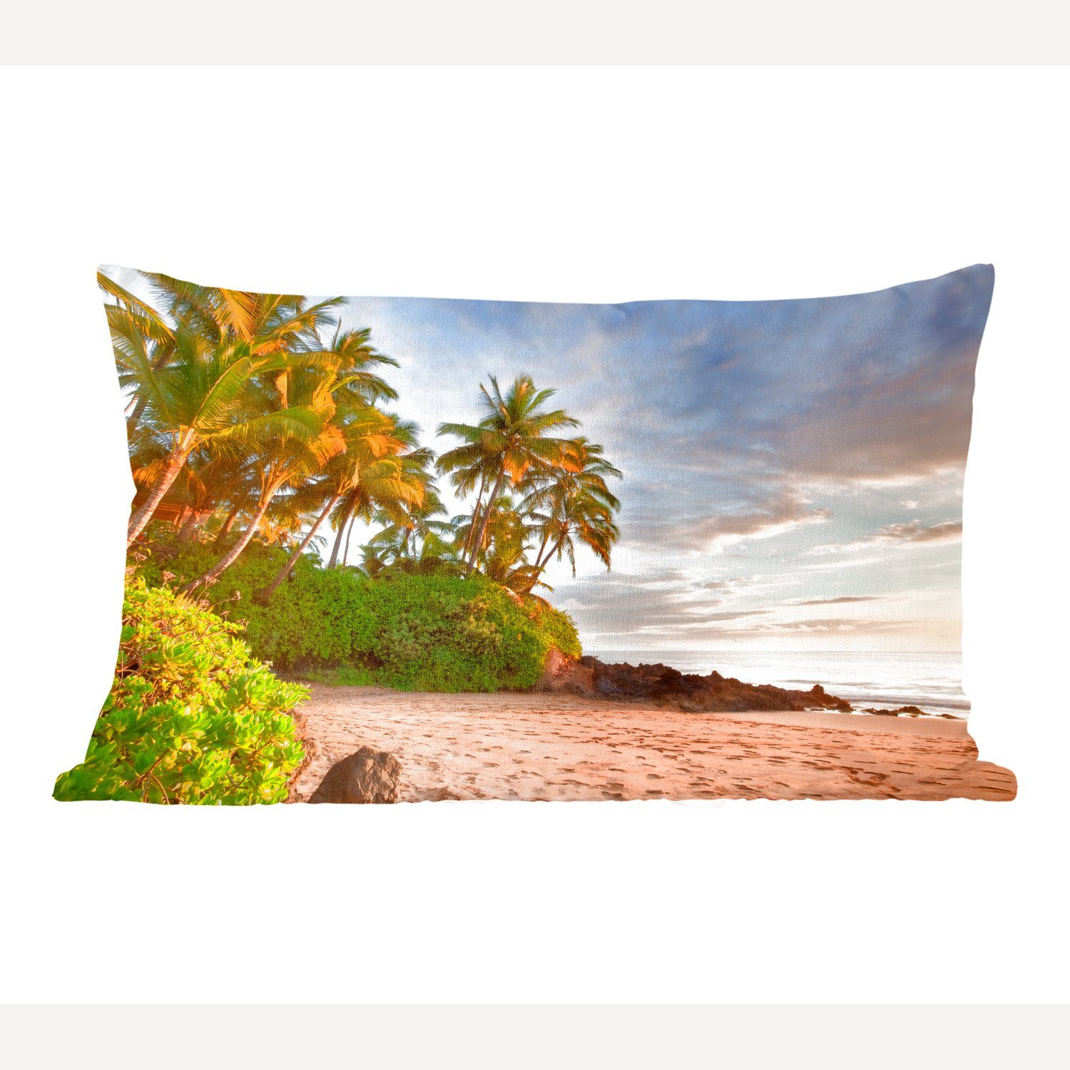 MuchoWow Dekokissen Schief hängende Palmen am Strand der amerikanischen Insel Hawaii, Wohzimmer Dekoration, Zierkissen, Dekokissen mit Füllung, Schlafzimmer