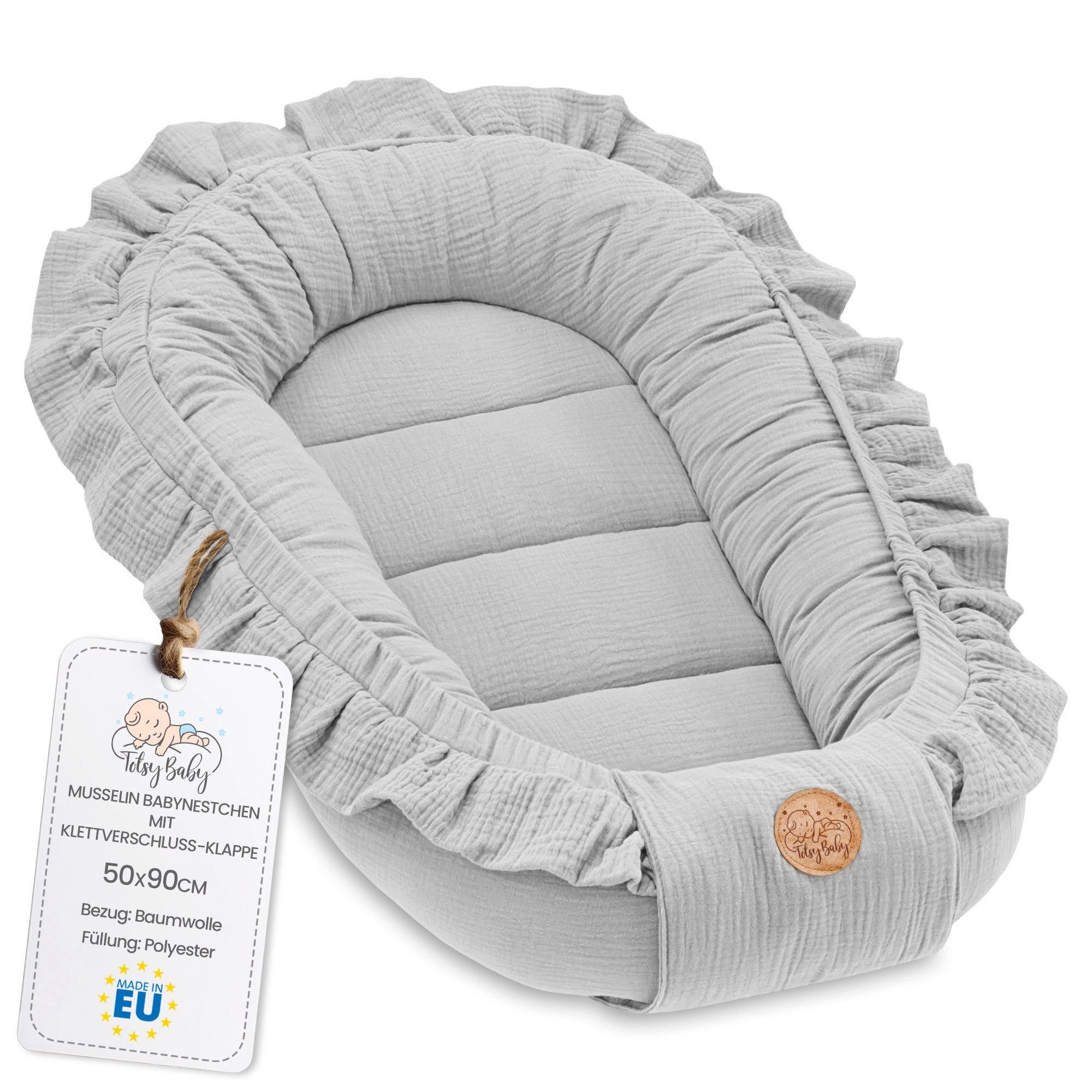 Kuschelnest Warmes Nestchen Baby 90x50 cm Grau