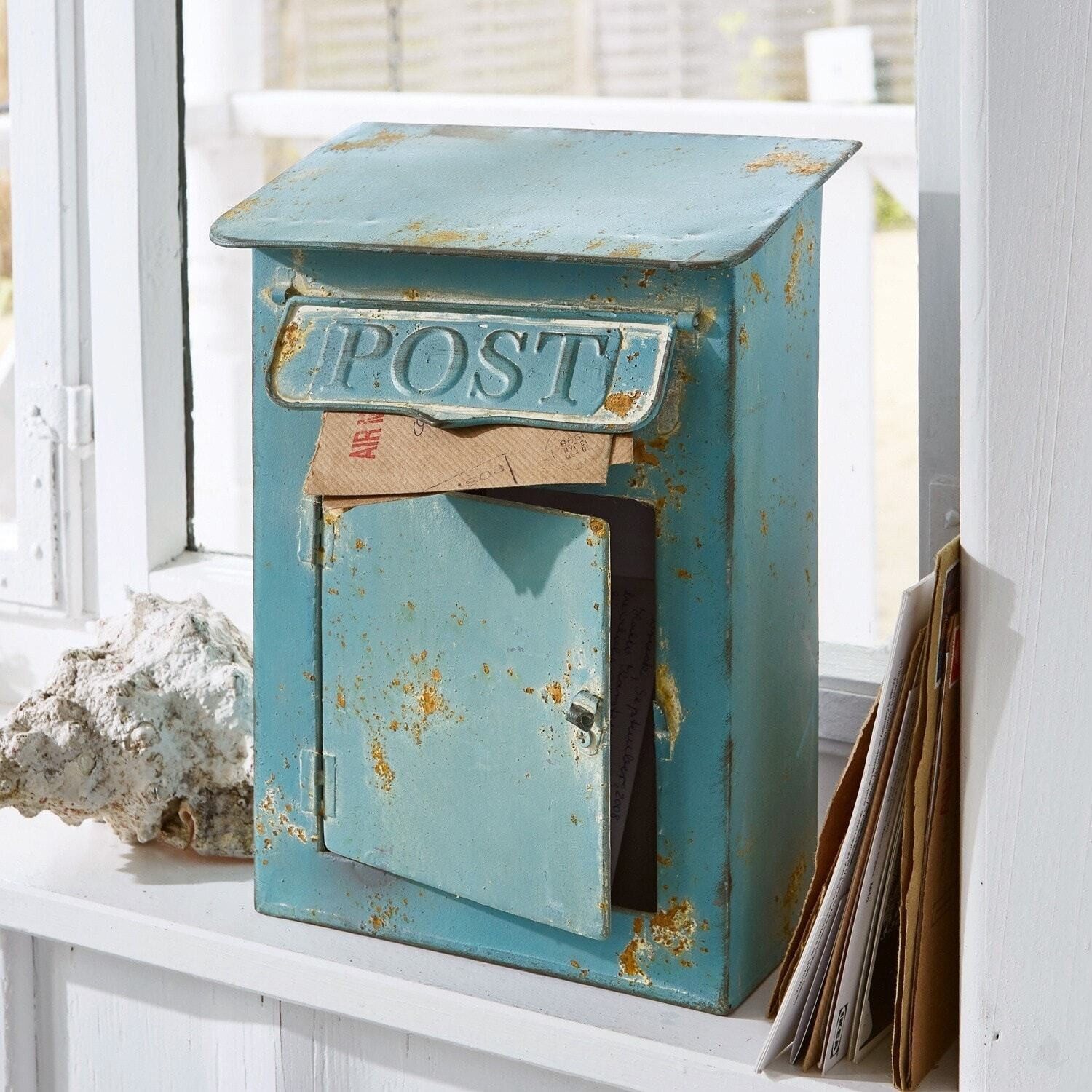 Mirabeau Organizer Deko-Briefkasten Boîte Postale antikblau günstig online kaufen