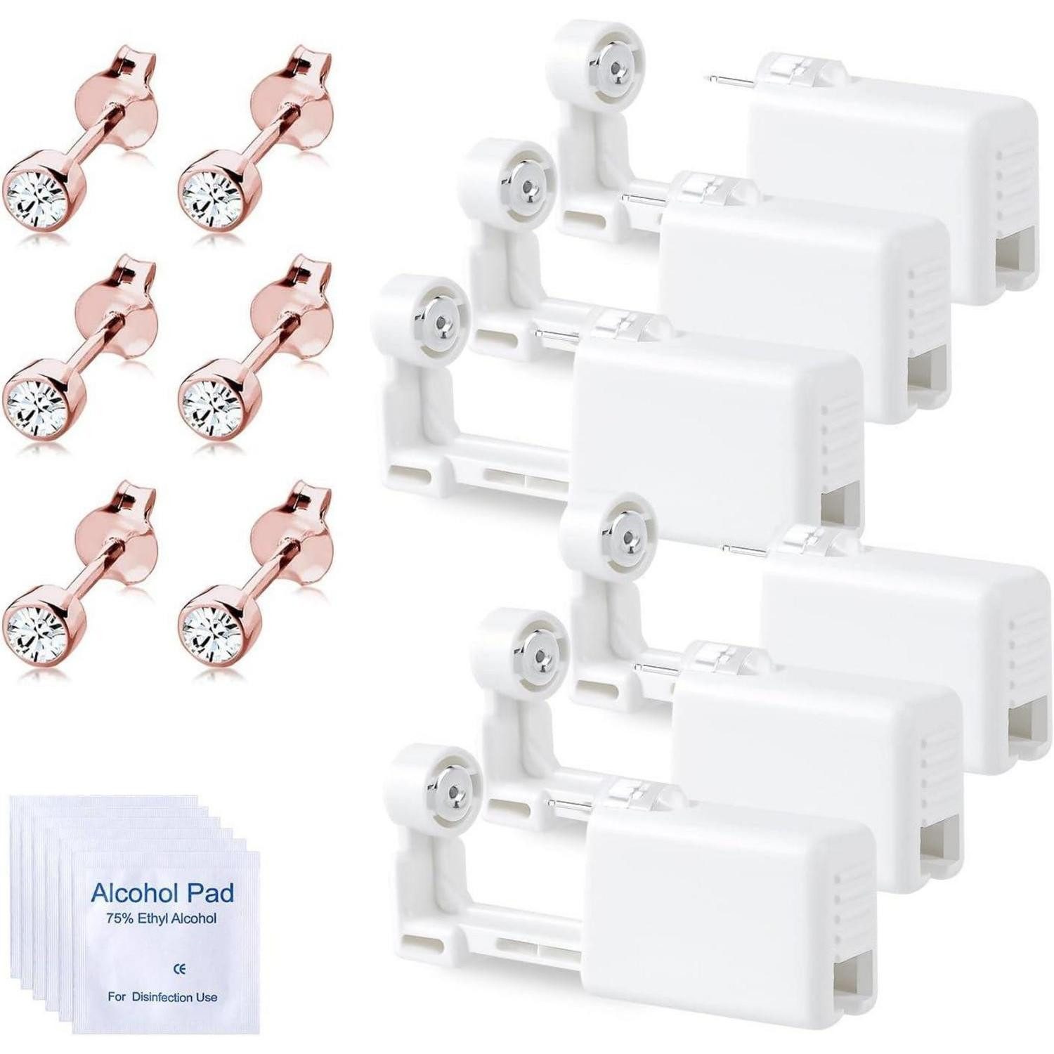 LuxusKollektion Back-Set Ohrlochstechpistole Einweg Steril Piercing Kit 6er Rose Gold