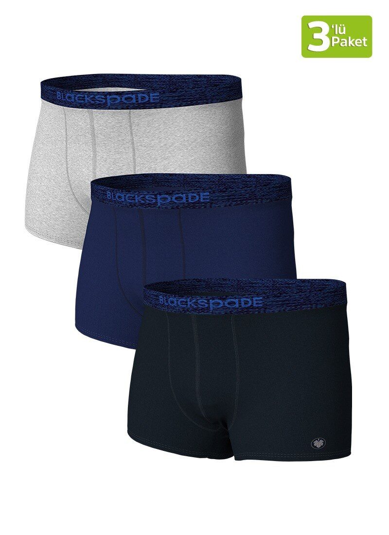 BlackSpade Boxer Herren Boxer Shorts 3er-Pack - Grau Blau Schwarz – Bild 2 von 5