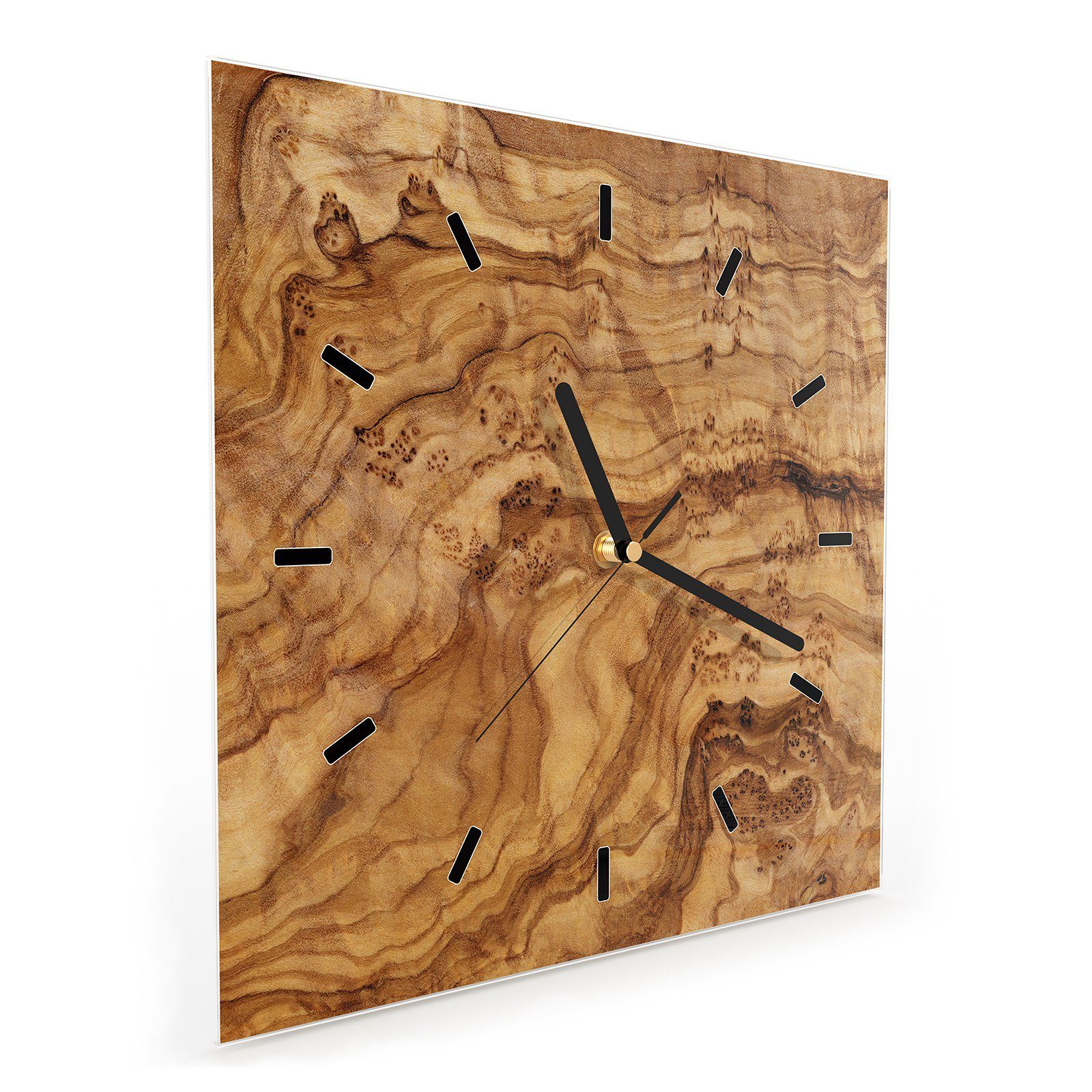 Primedeco Wanduhr mit x 30 Wandkunst Glasuhr 30 Motiv Größe Wanduhr cm Naturholzstruktur