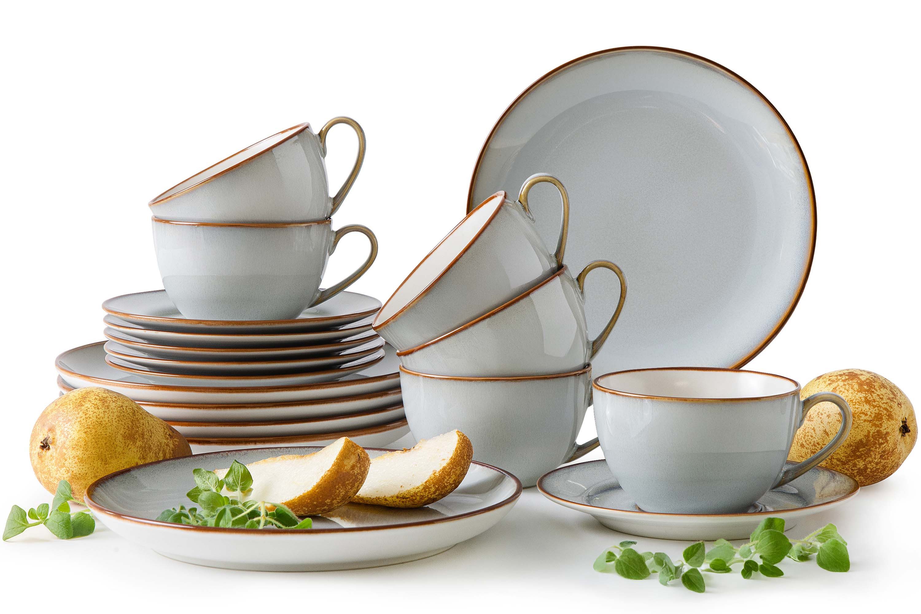 KONSIMO® Кофейный сервиз RITZENHOFF & BREKER PORTOFINO Комбинированное обслуживание, KONSIMO (18-tlg), 6 Personen, Steinzeug, Reaktivglasur, spülmaschinengeeignet, mikrowellengeeignet