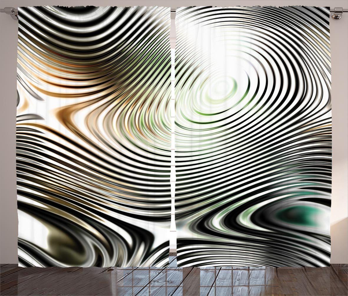 Gardine Schlafzimmer Kräuselband Vorhang mit Schlaufen und Haken, Abakuhaus, Geometrisch Kreis Zebra-Streifen
