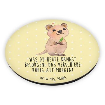 Mr. & Mrs. Panda Magnet Quokka Happy - Gelb Pastell - Geschenk, lustige Sprüche, Kühlschrank (1-St), Farbenfroh und lebendig