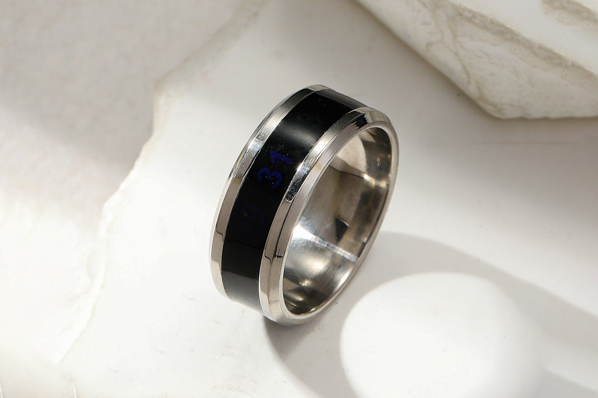 Fingerring Termperatur Ring zeigt die Hauttemperatur an silber