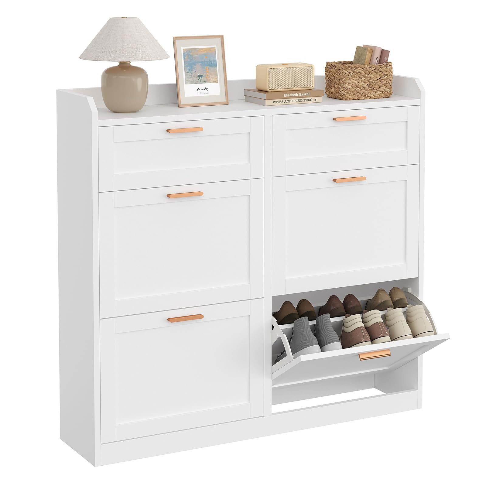 MSMASK Schuhschrank mit 4 Klappen, Einstellbarer Schuhregal, 24 x 100 x 103 günstig online kaufen