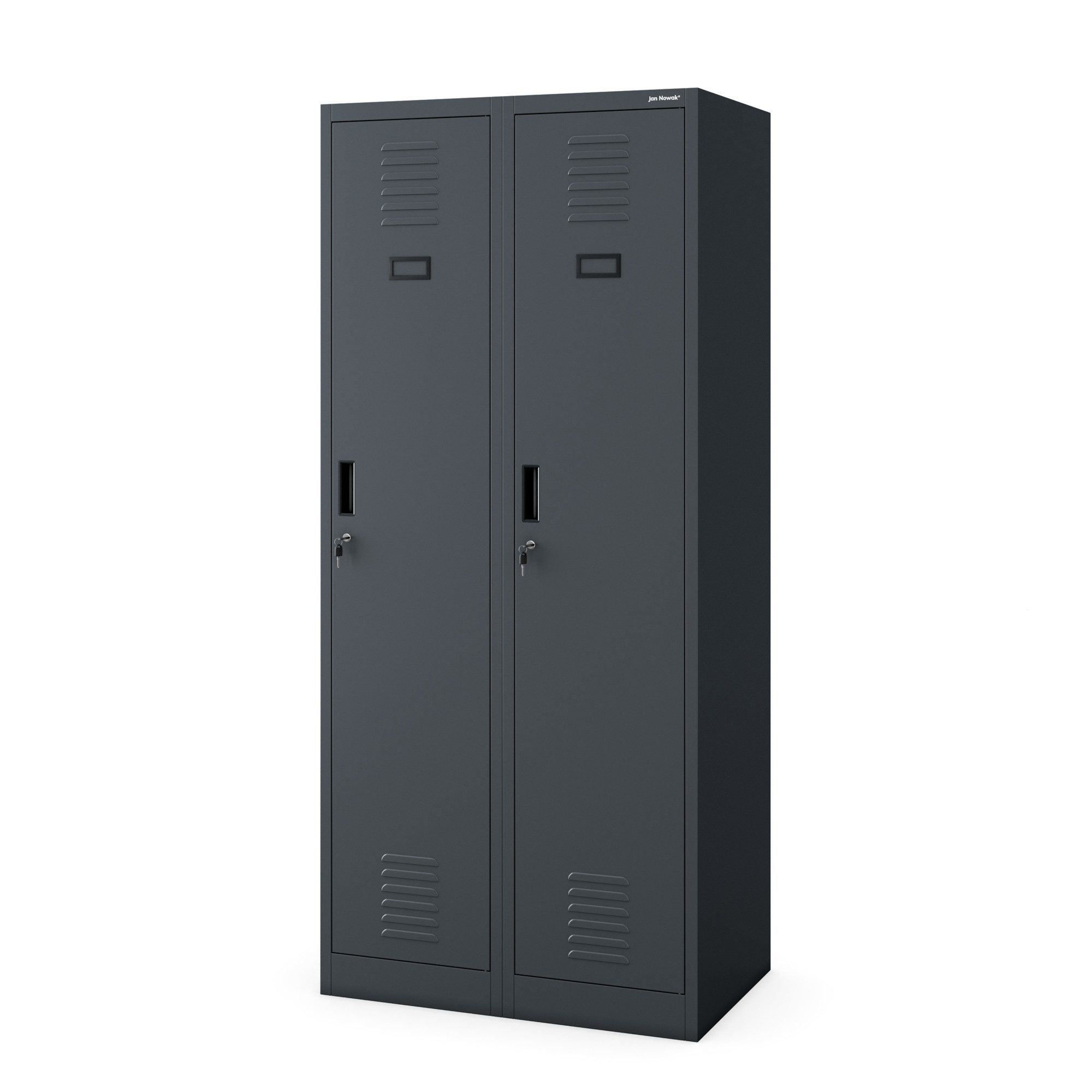 Jan Nowak Mehrzweckschrank Metall Umkleideschrank 80 cm KACPER 2 Abteile Kleiderstange Haken (0,6 mm 180 x 80 x 50 cm Lüftungsschlitze Wandmontage DSGVO) Spind abschließbar Schloss 180 cm hoch robust 10 Farben PZH