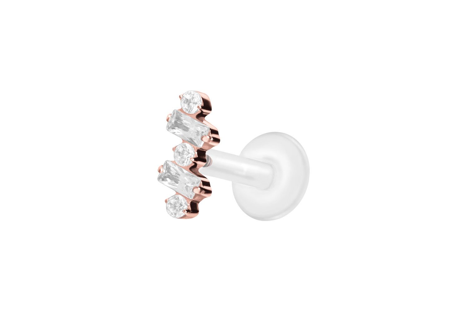 Piercing-Set PTFE Labret mit Innengewinde + Titan-Aufsatz EINGEFASSTE KRISTALLE