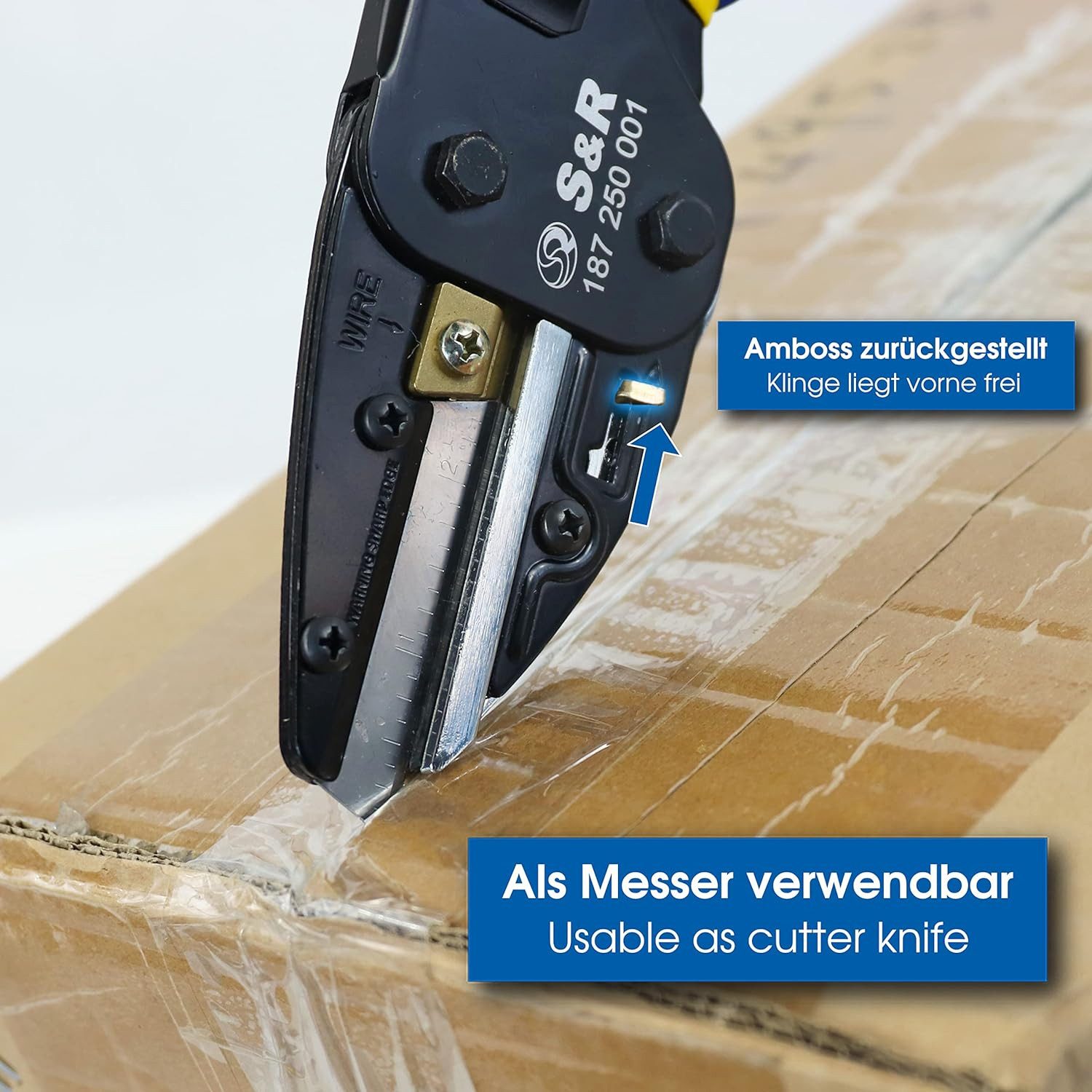 S&R Cuttermesser Amboss Präzisionsschneider 250 mm, Universalschere, Multi Cutter, (6-tlg., + 4 SK5 Ersatzklingen), für Leder, Gummi, weiche Kunststoffe, Teppic – Bild 4 von 5