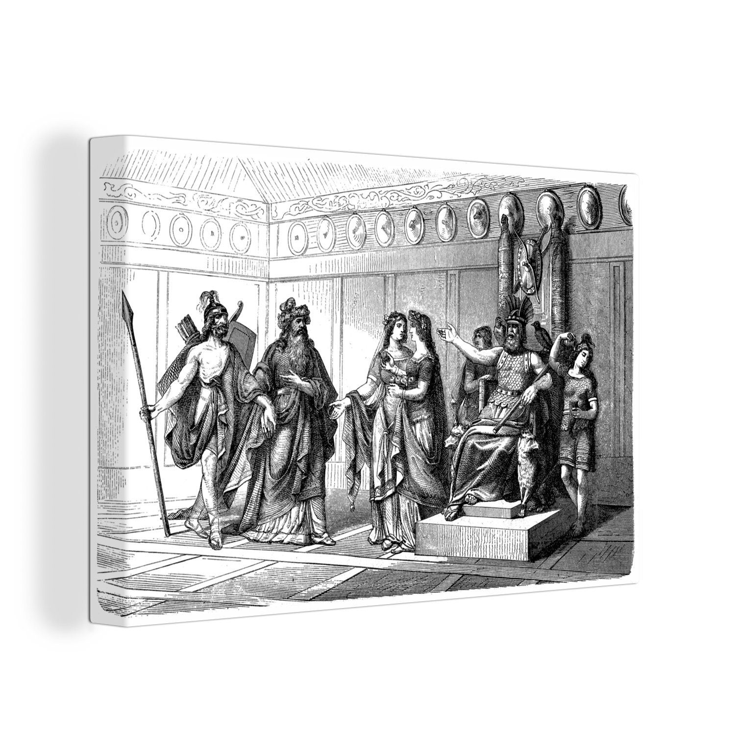 OneMillionCanvasses® Leinwandbild Eine Illustration von Odin, der die Helden willkommen heißt, (1 St), Wandbild Leinwandbilder, Aufhängefertig, Wanddeko, 30x20 cm