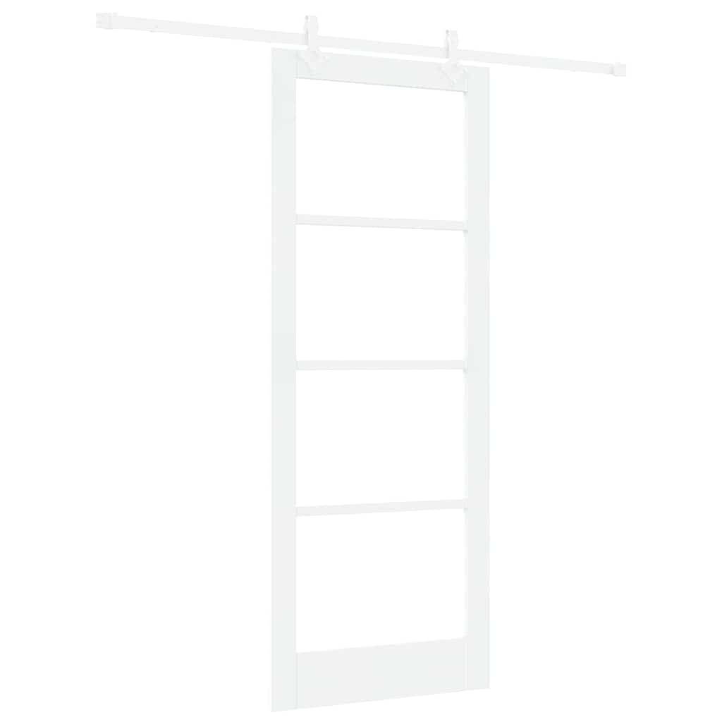 vidaXL Haustür Schiebetür 83 x 211 cm Massivholz Kiefer und Glas Weiß (1-St)
