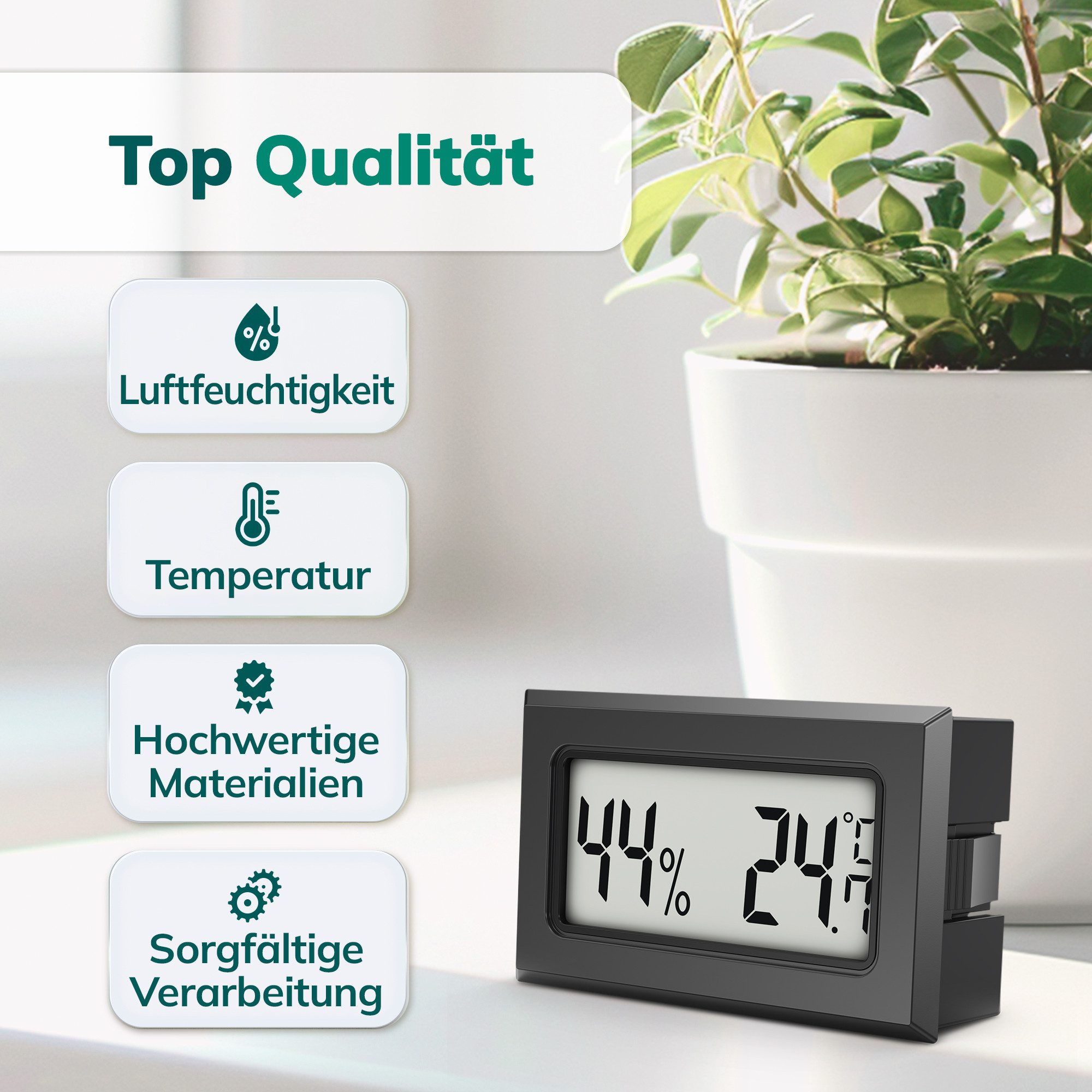 MAVORI Raumthermometer und Hygrometer innen mit sehr präzisen Messwerten, 8-tlg., Hygrometer mit Thermometer digital