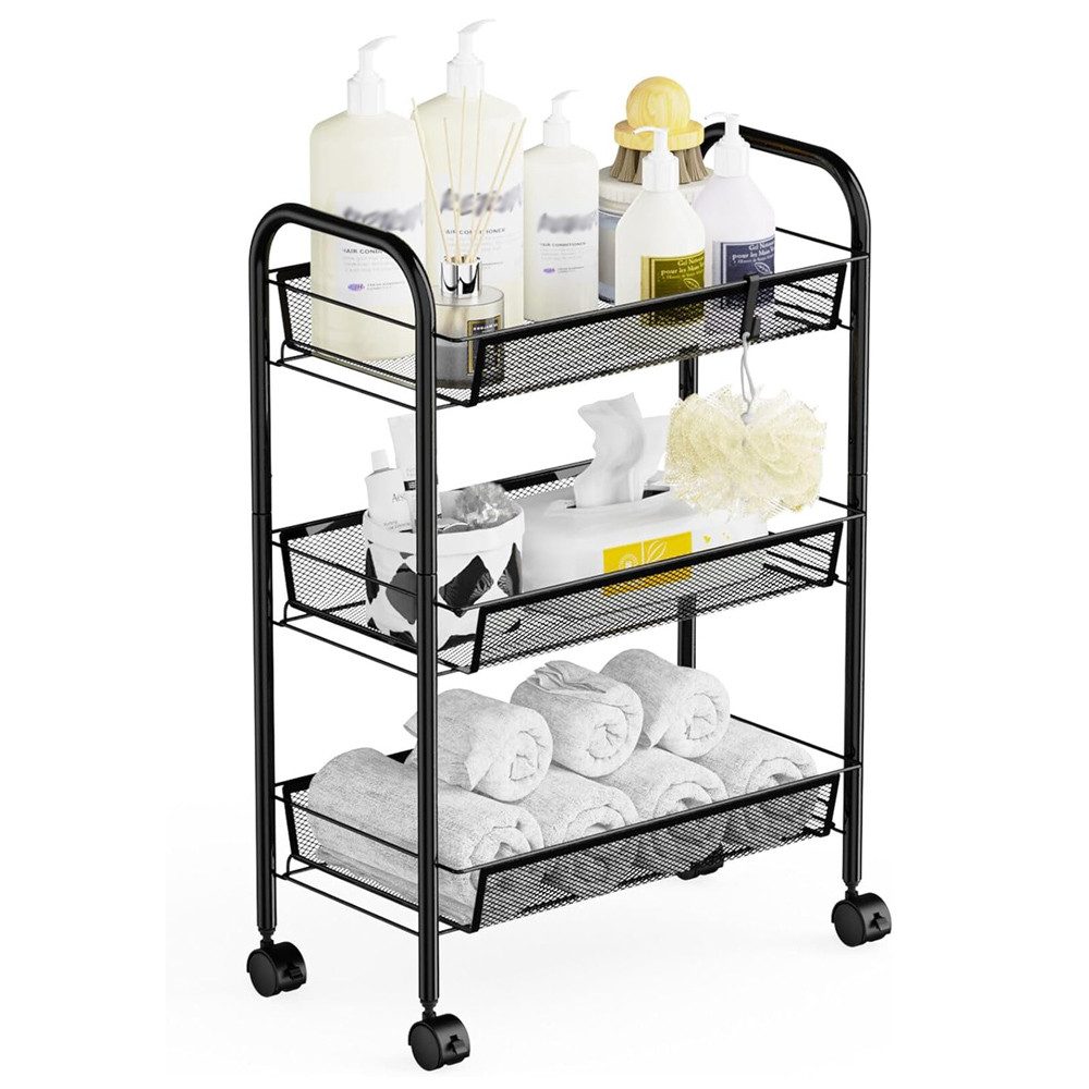 NUODWELL Beistellwagen 3-stöckiger Küchenwagen,Metall Aufbewahrungswagen au günstig online kaufen