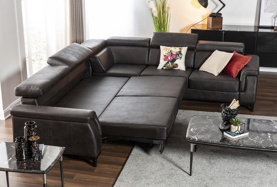 JVmoebel Ecksofa Modernes Couch in Design, Bettfunktion Made Europe Ecksofa L-Form Schwarzes