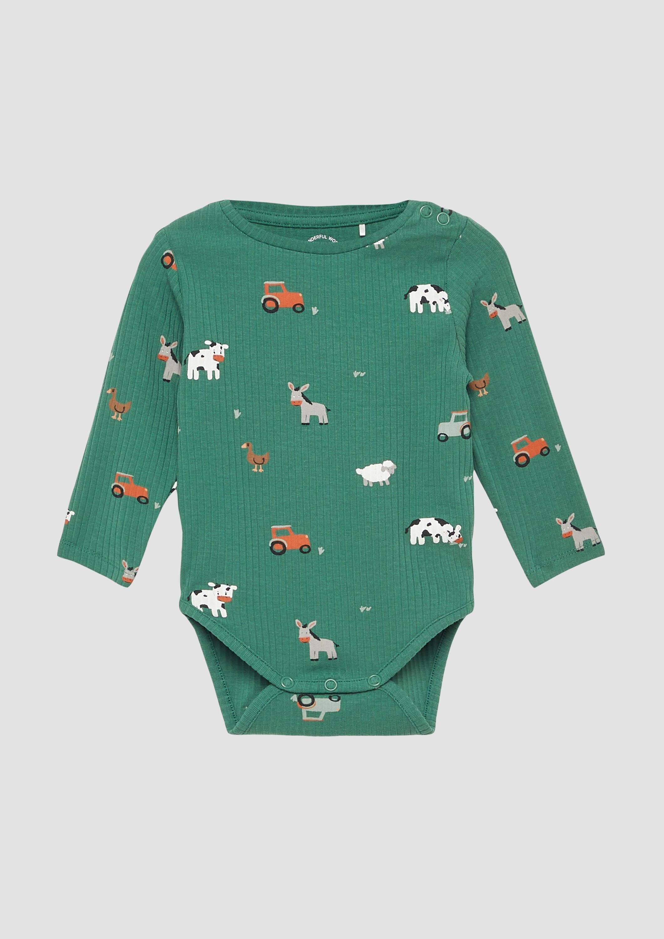 s.Oliver Shirtbody T-Shirt Body Gerippter Body mit Tier-Motiven (1-tlg)