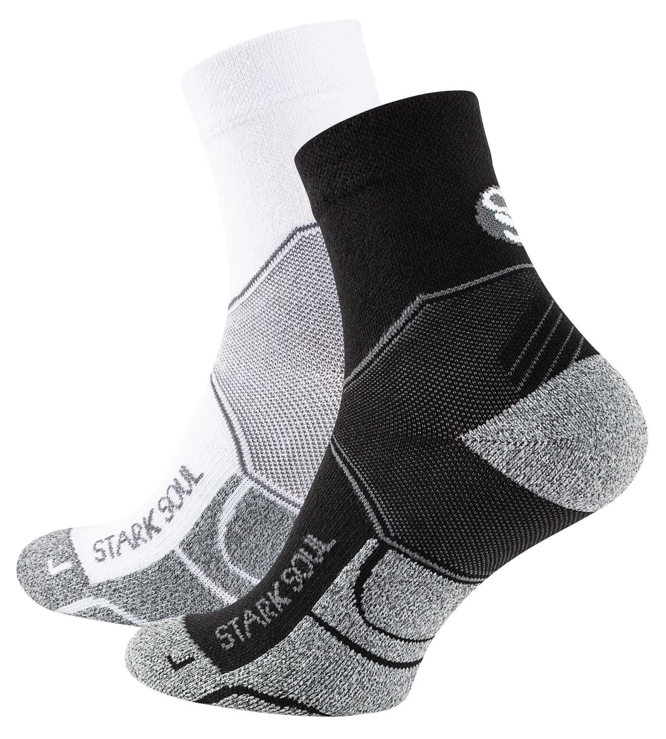 Stark Soul® Laufsocken Quarter Sport Socken, Performance - 2 Paar Laufsocken (2 Paar) Gepolsterte Sohle schwarz-weiss
