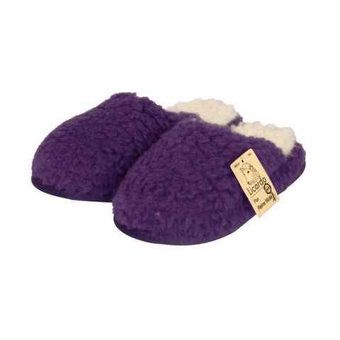 Licardo Hausschuhe Wellness-Pantoffel Wolle lila Hausschuh (1 Paar) für warme Füße, kuschelig