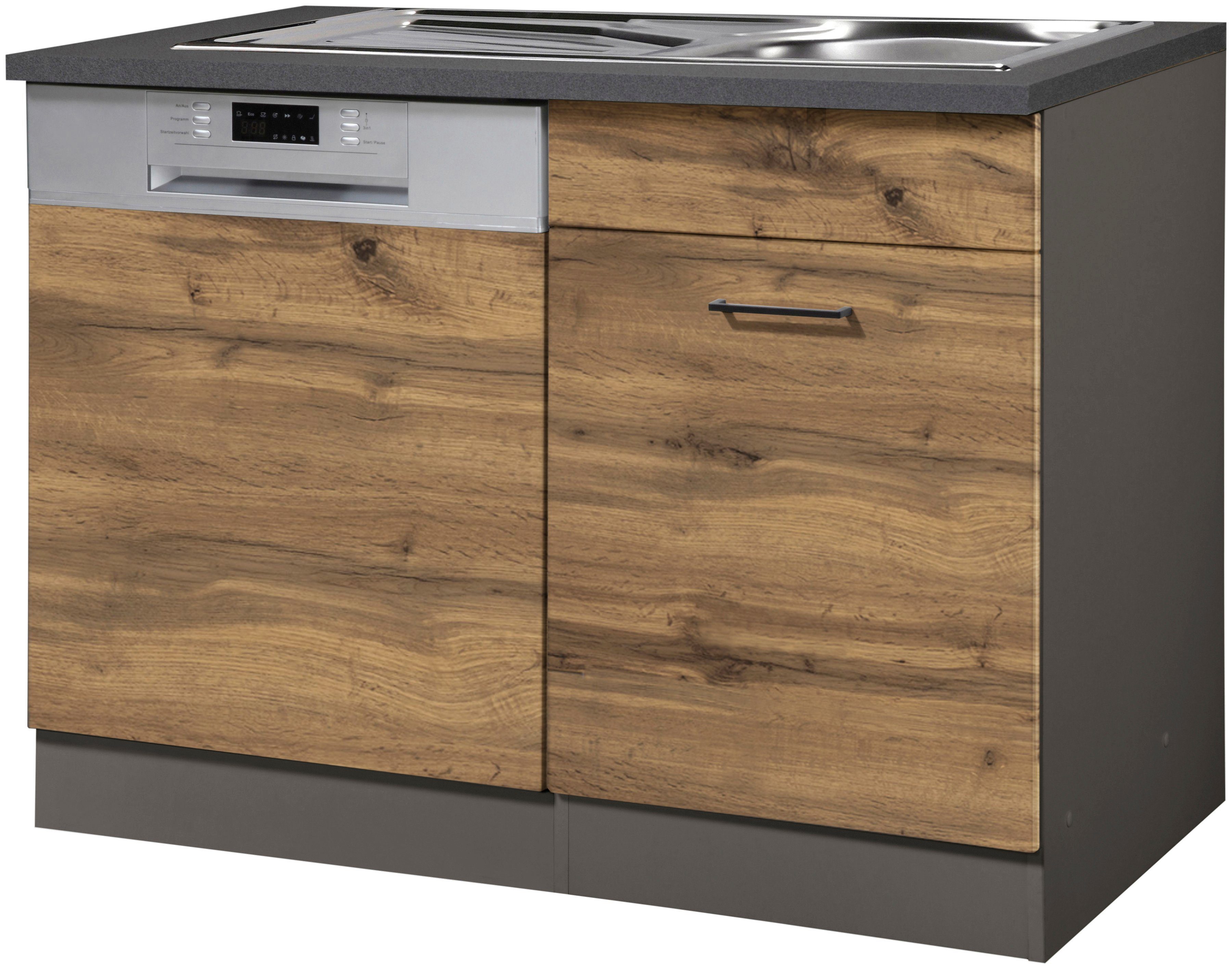 KOCHSTATION Spülenschrank KS-Trier Breite 110 cm, inkl. Möbelfront für Geschirrspüler