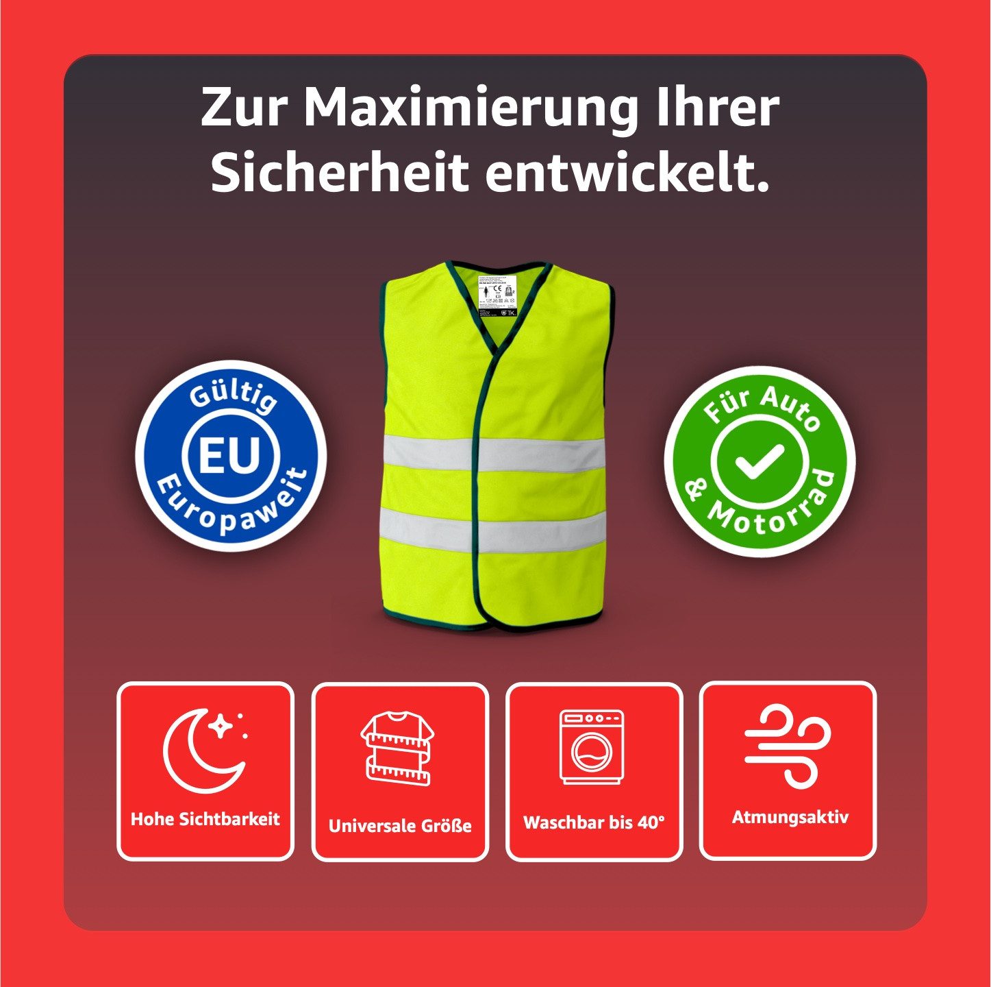 POWR Car Warnweste 4X Warnwesten Auto günstig online kaufen