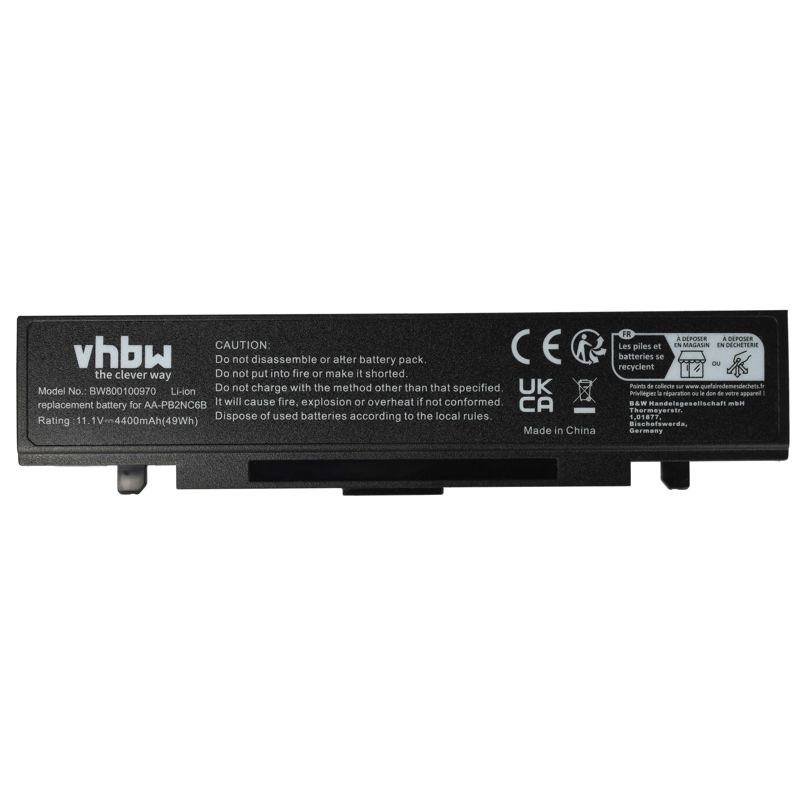 vhbw Akku passend für Samsung NP-P50, NP-P60, NP-R40, NP-R45, NP-R509, Laptop-Akku Akku Li-Ion 4400 mAh (11,1 V, 1 St), Leistungsfähiger Austausch-Akku für Notebook, Wiederaufladbar, Jede