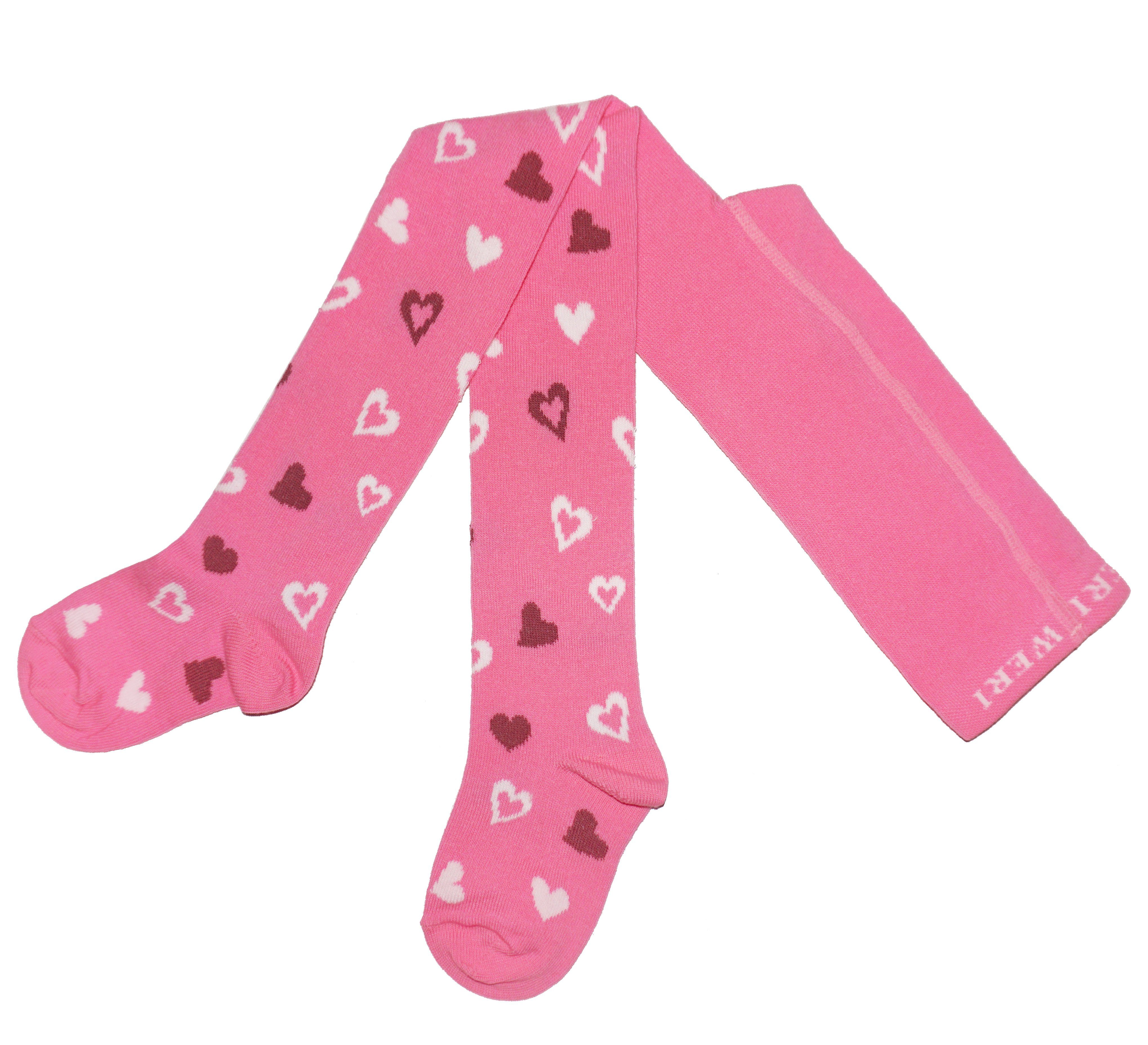 Strickstrumpfhose Kinderstrumpfhosen für Mädchen >>Herzchen<< aus Baumwolle
