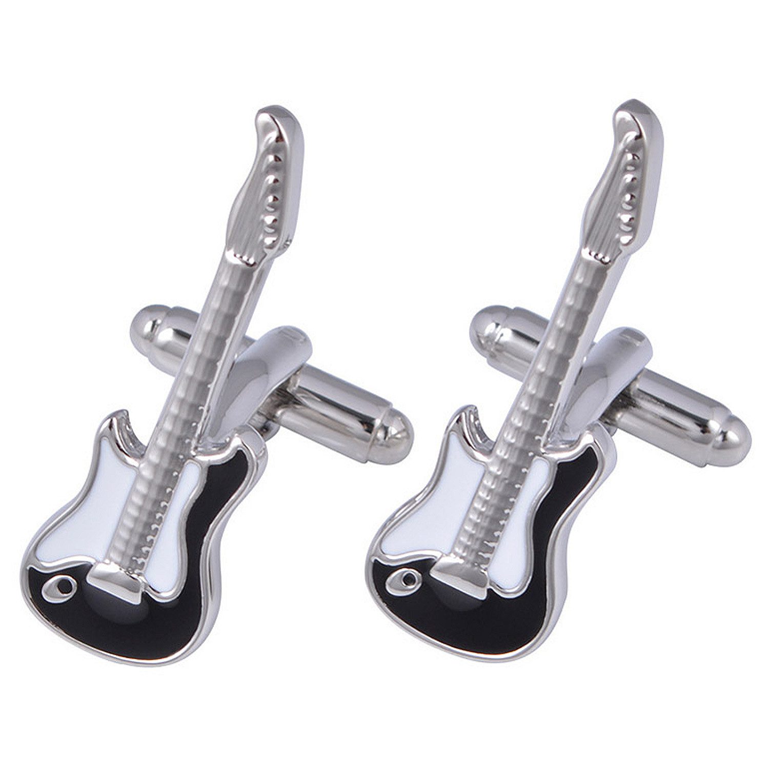 KARMA Manschettenknöpfe Gitarre 2 Stk. Herren Edelstahl Silber modern (1-Paar), elegant Business Hochzeit Hemd Accessoire Musiker