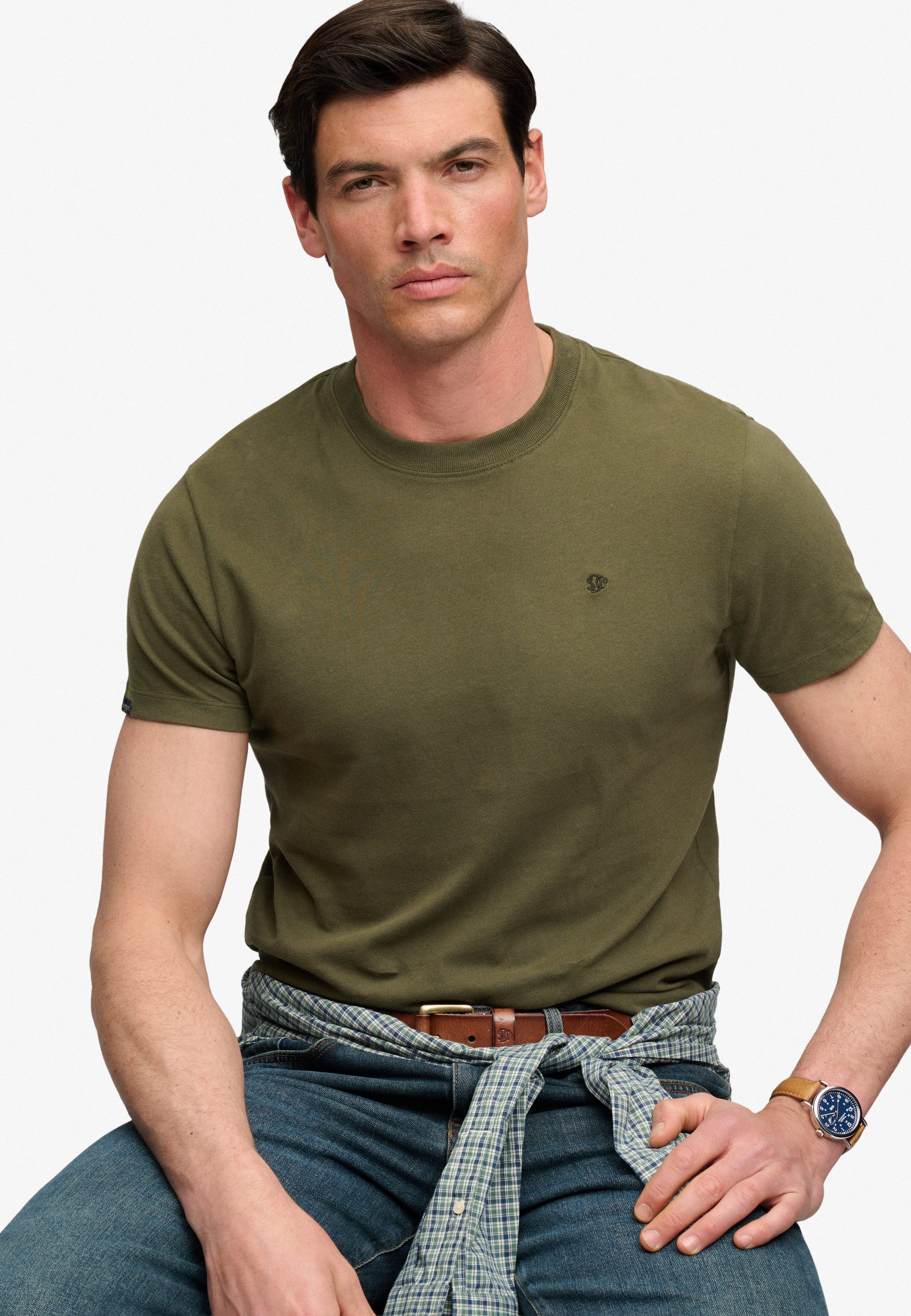 Superdry Rundhalsshirt ESSENTIAL SDCO LOGO EMB TEE Baumwolle, regular fit