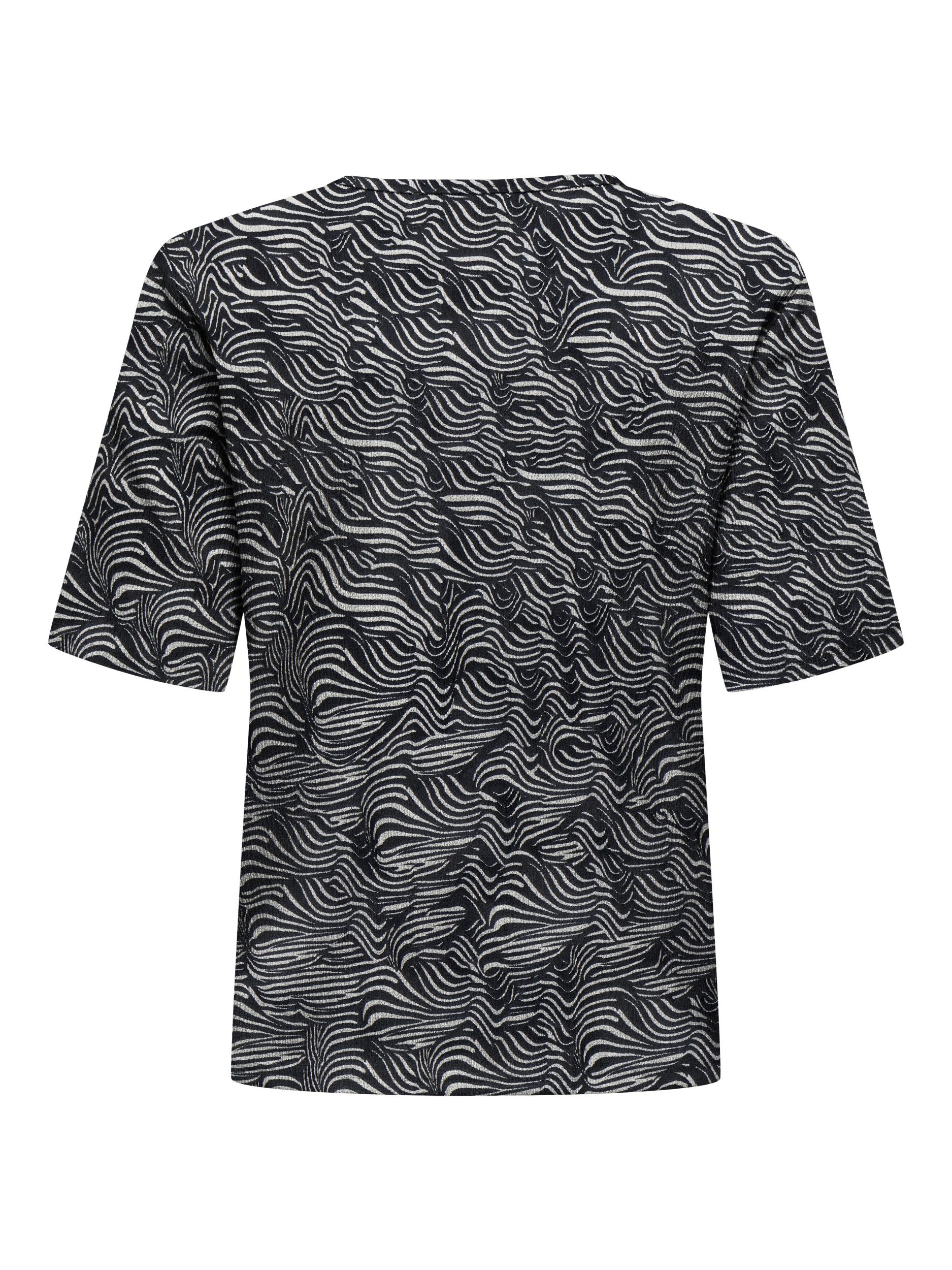 JDY T-Shirt JDYDEBBIE S/S TOP JRS, Black/WHITECAP GRAY GEO
