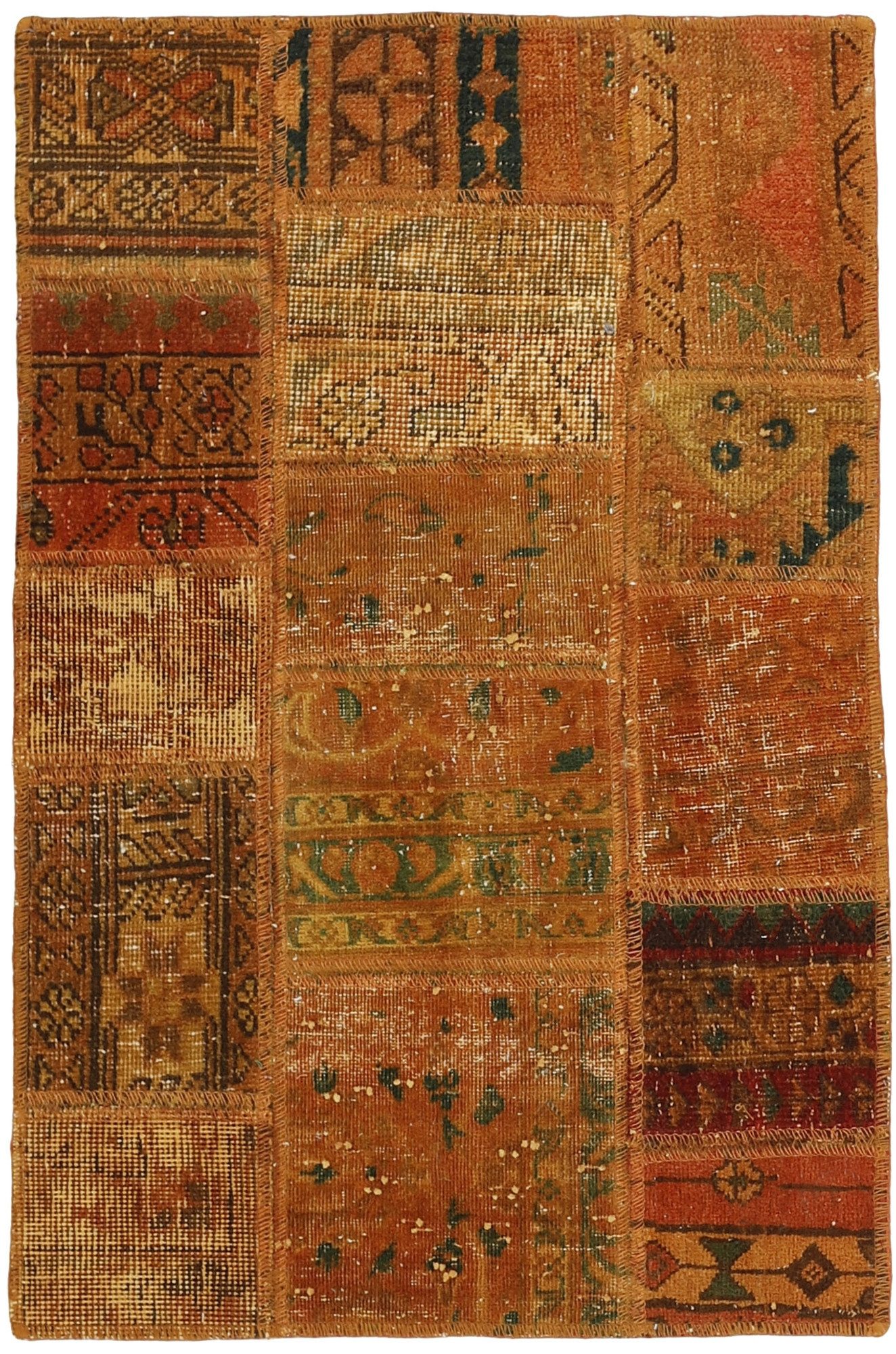 Wohnando Teppich MY-RUG Vintage Patch Work Floral & Ornamentiert 90x60cm, Rechteckig, Höhe: 10 mm, Handgeknüpfter Teppich,Handgesponnene Wolle, mit Naturfarben gegärbt