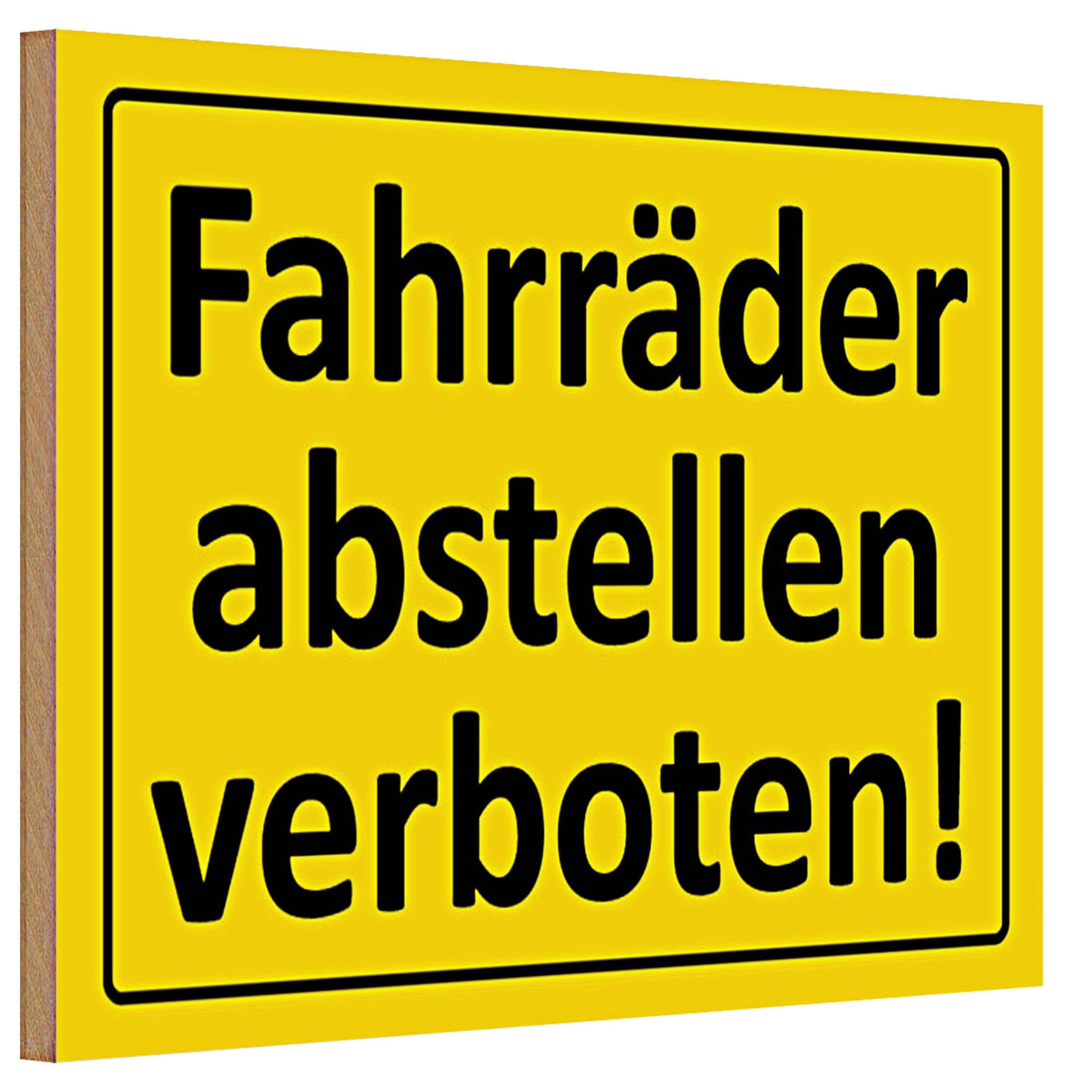Roomando Holzbild Holzschild Hibweis 30x20cm Fahrräder abstellen verboten