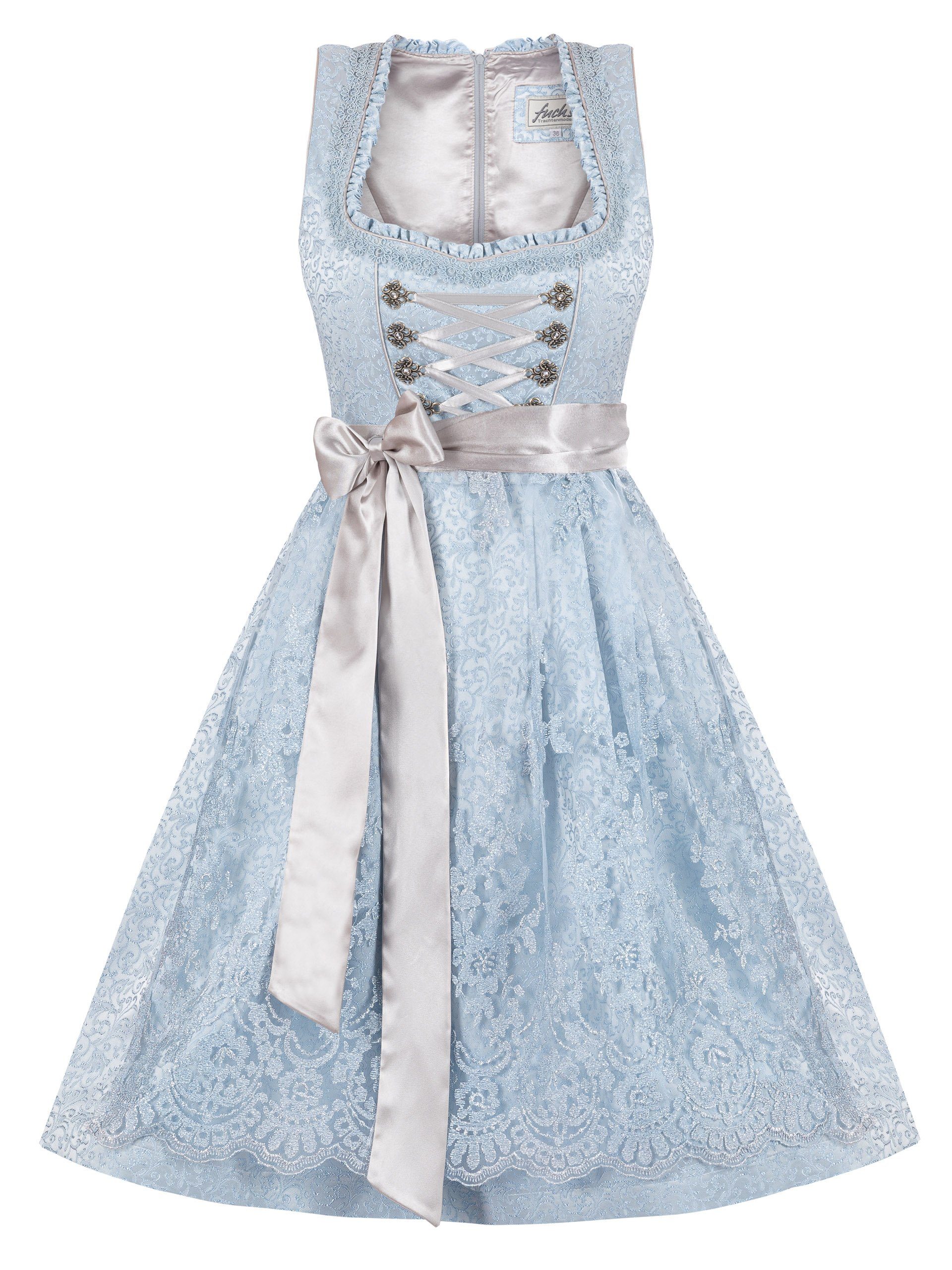 Trachten24.de Dirndl Midi Dirndl Leoni hellblau (2-tlg) Rockteil 60cm