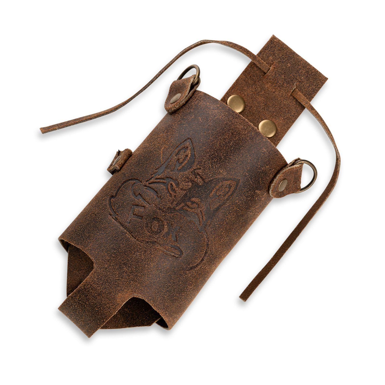 BLACK FOREST FOX Bierflaschenhalter Flaschenhalter HOLLY Lederholster m. Schulterriemen vint. braun Leder, (1-St)