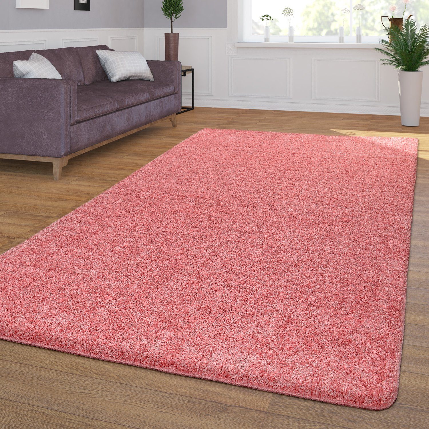 Hochflor-Teppich Waschbarer Hochflor Teppich Shaggy Rutschfest, TT Home, rechteckig, Höhe: 4 mm Pink