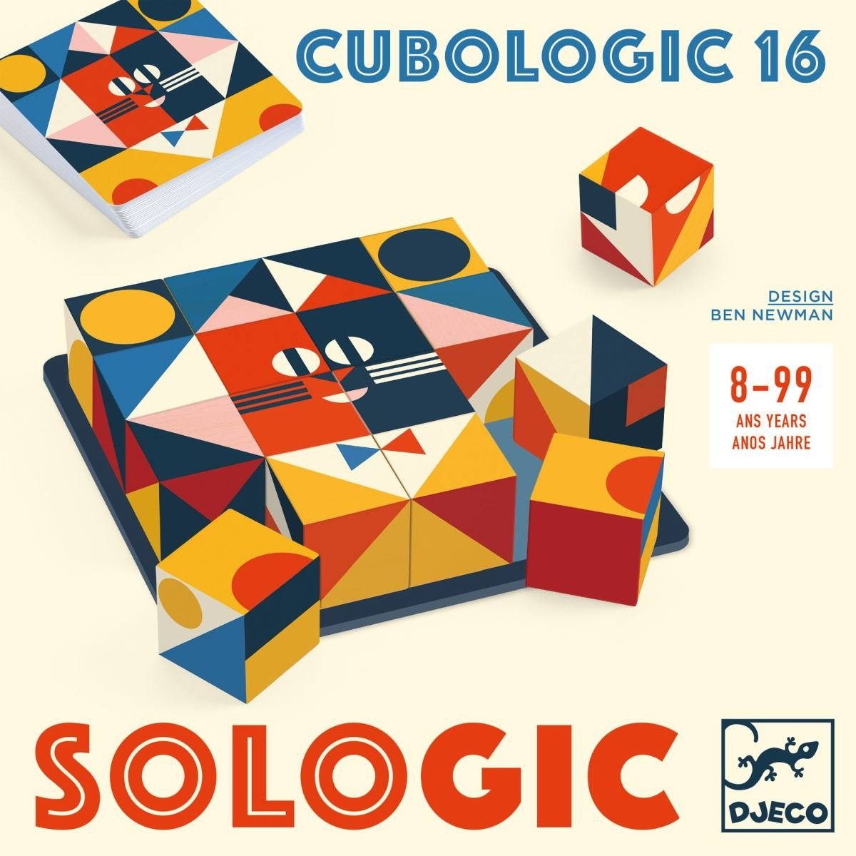 DJECO Lernspielzeug SOLOGIC: Cubologic 16 Logikspiel mit Holzwürfeln & Karten ab 8 Jahren