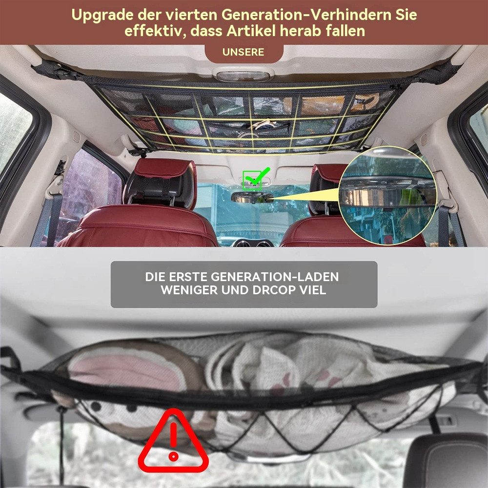 Hikity Auto-Rückenlehnentasche Gepäcknetz Auto für Aufbewahrung, Universal mit Reißverschluss 80X55CM, Faltbar